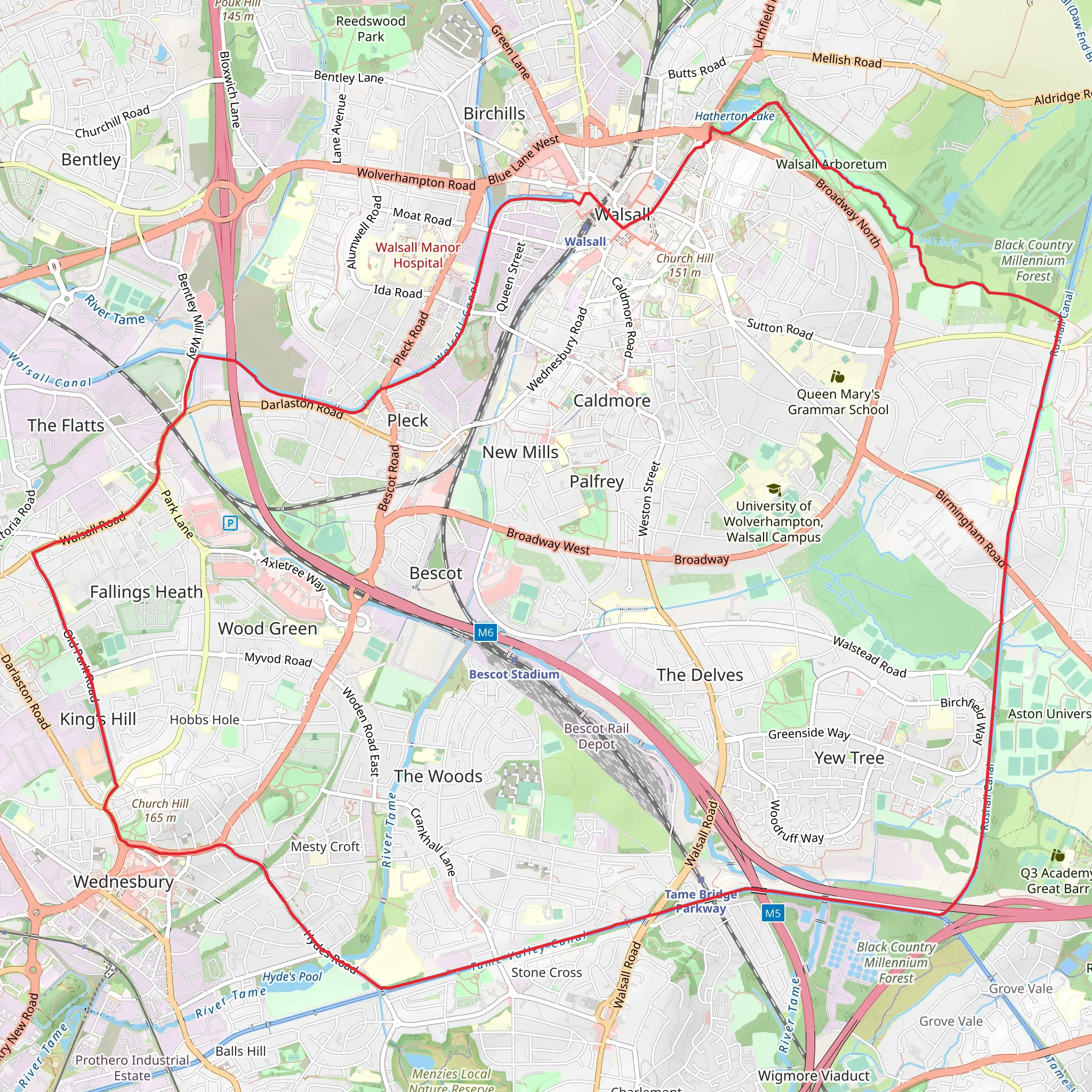 Wednesbury to Walsall Loop mobile static map