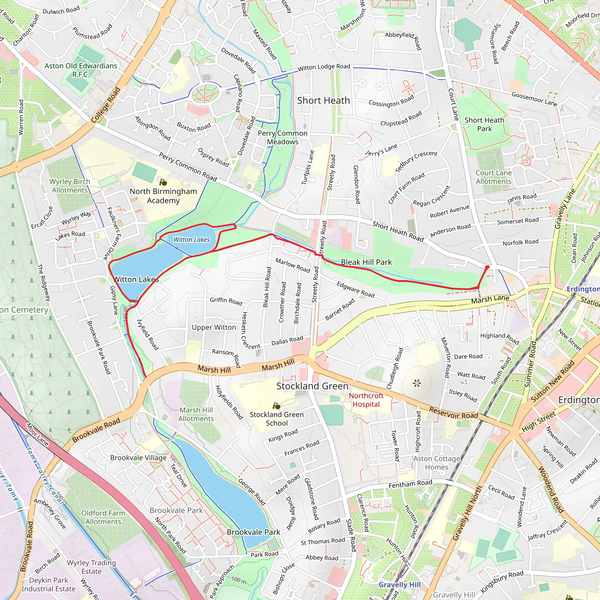Bleak Hill Park and Witton Lakes mobile static map