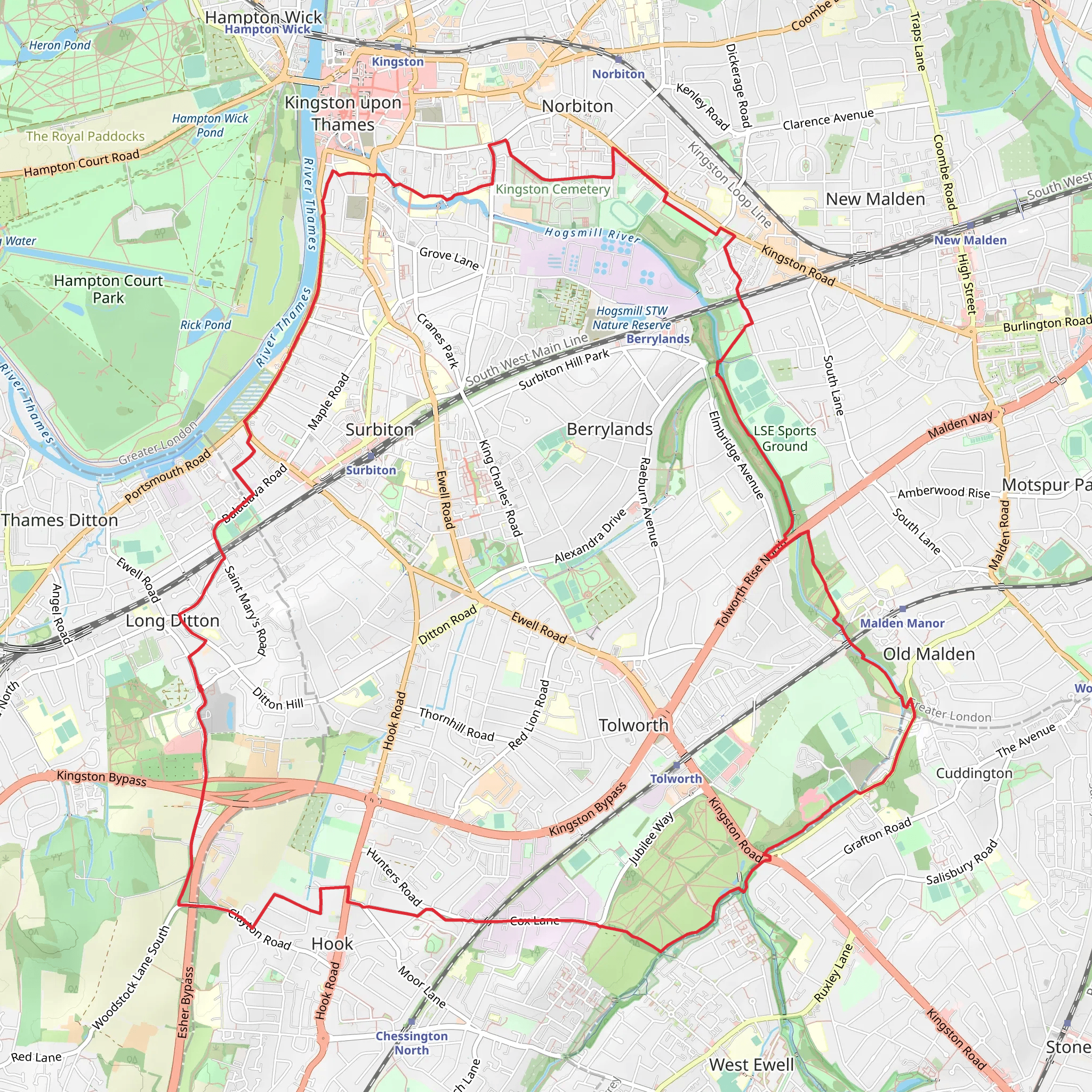 Surbiton and Tolworth Loop - Kingston Upon Thames mobile static map