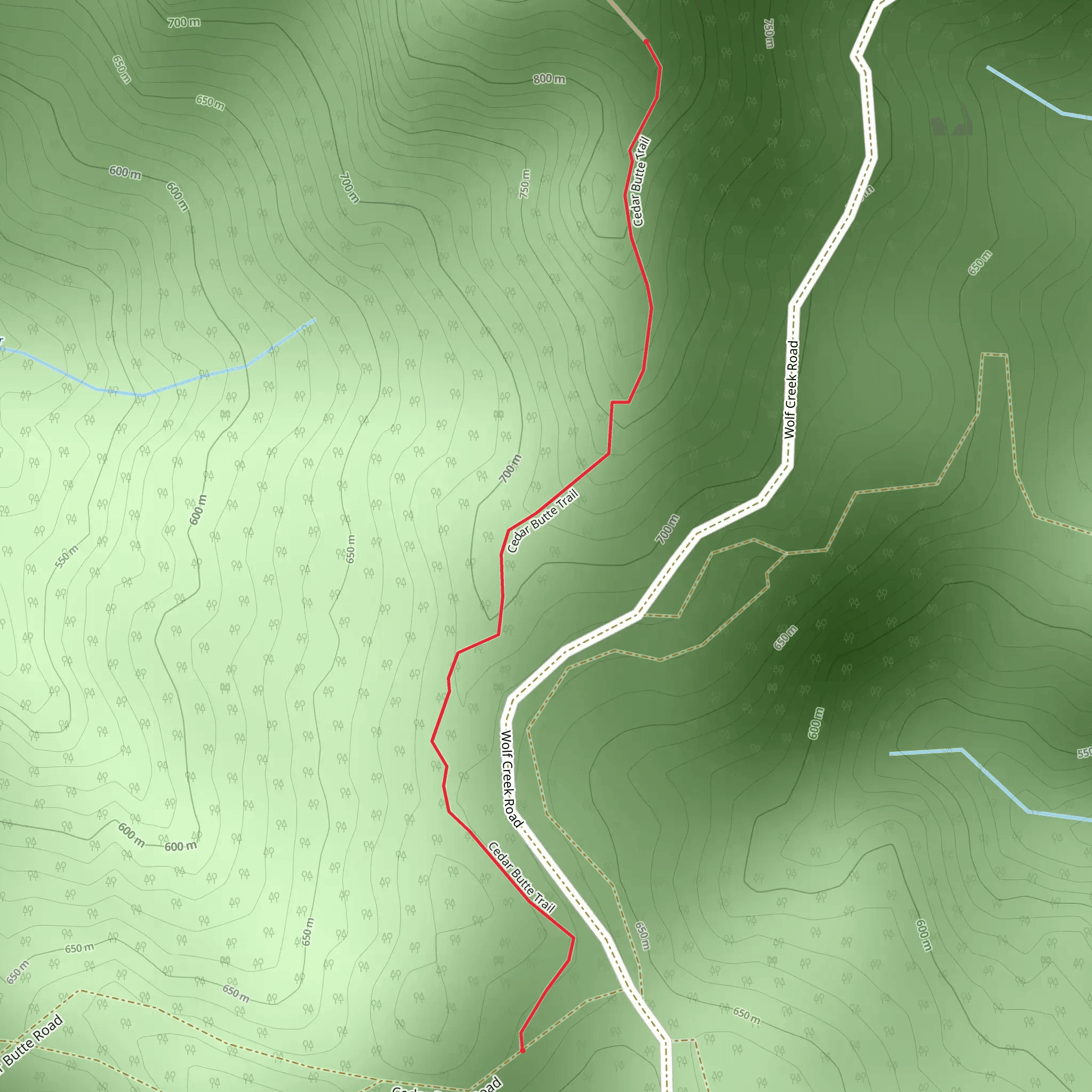 Cedar Butte Trail mobile static map