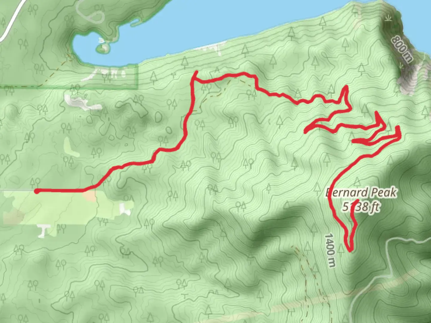 An image depicting the trail Bernard Peak Trail and its surrounding area.