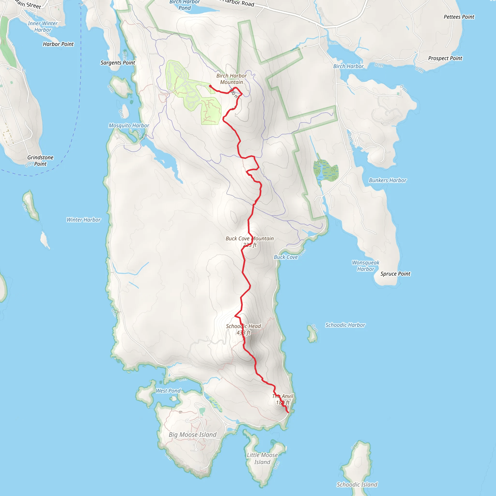 Buck Cove Mountain and The Anvil Trail mobile static map
