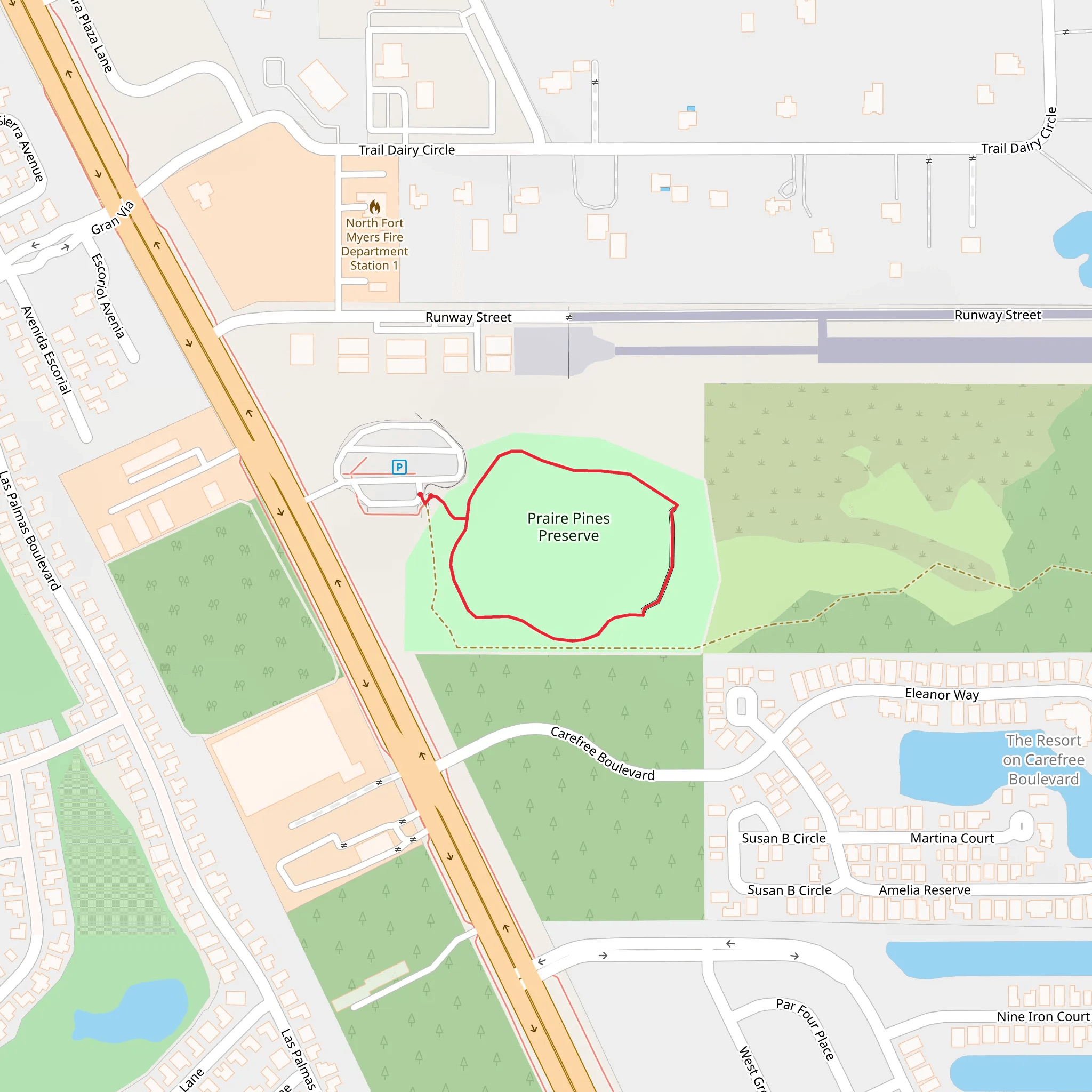 Praire Pines Preserve Loop mobile static map