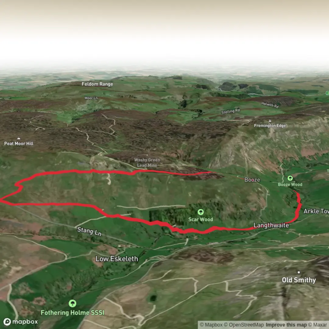 An image depicting the trail The Booze Run and its surrounding area.