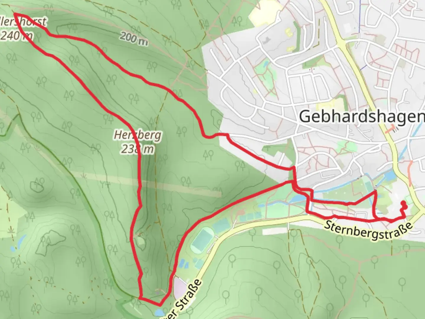 An image depicting the trail Herzberg and Adlershorst Loop and its surrounding area.