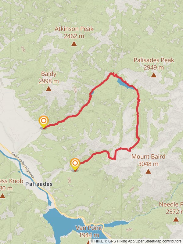 Lower Palisades Creek, Upper Palisades Lake and Sheep Creek Horseshoe Trail