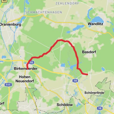 Birkenwerder to Schonwalde Walk via Tegeler Fliebtal mobile static map