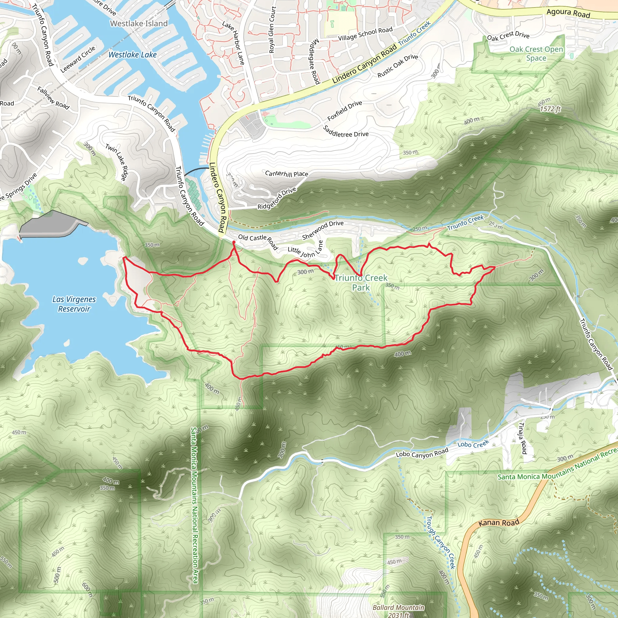Westlake Vista, Dean's Lobo Ridge and Pentachaeta Loop Trail mobile static map