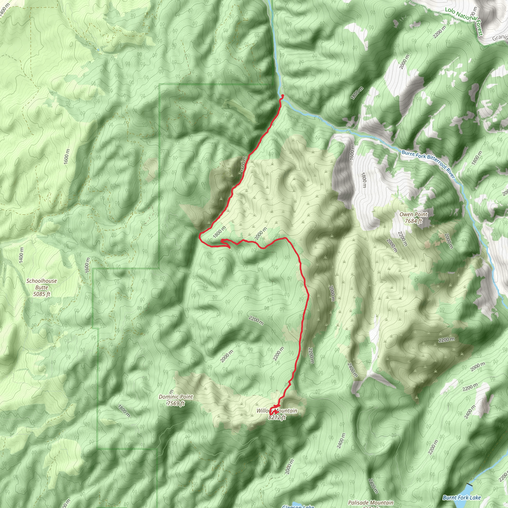 Willow Mountain via Gold Creek Trail mobile static map