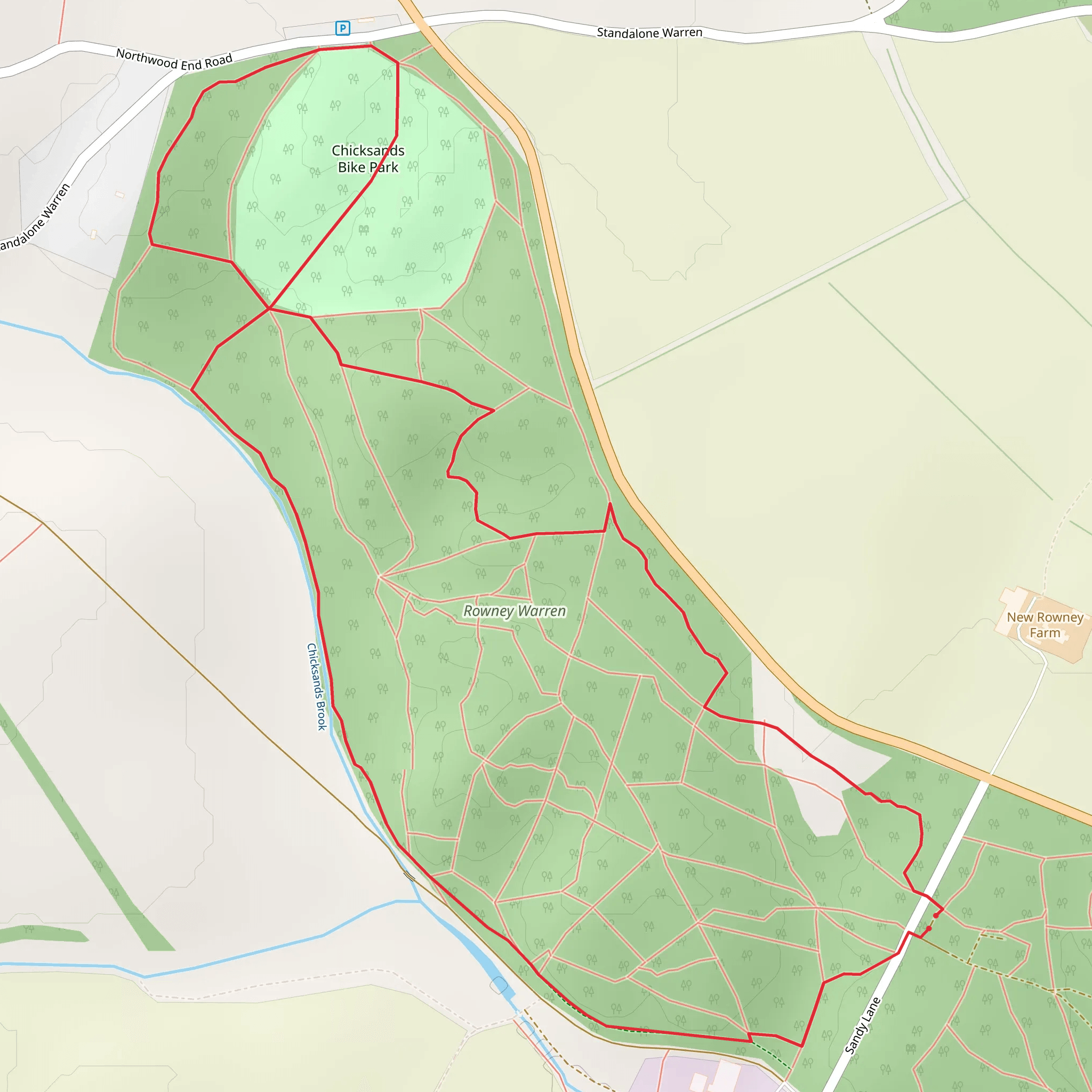 Rawney Warren and Chicksands Park mobile static map
