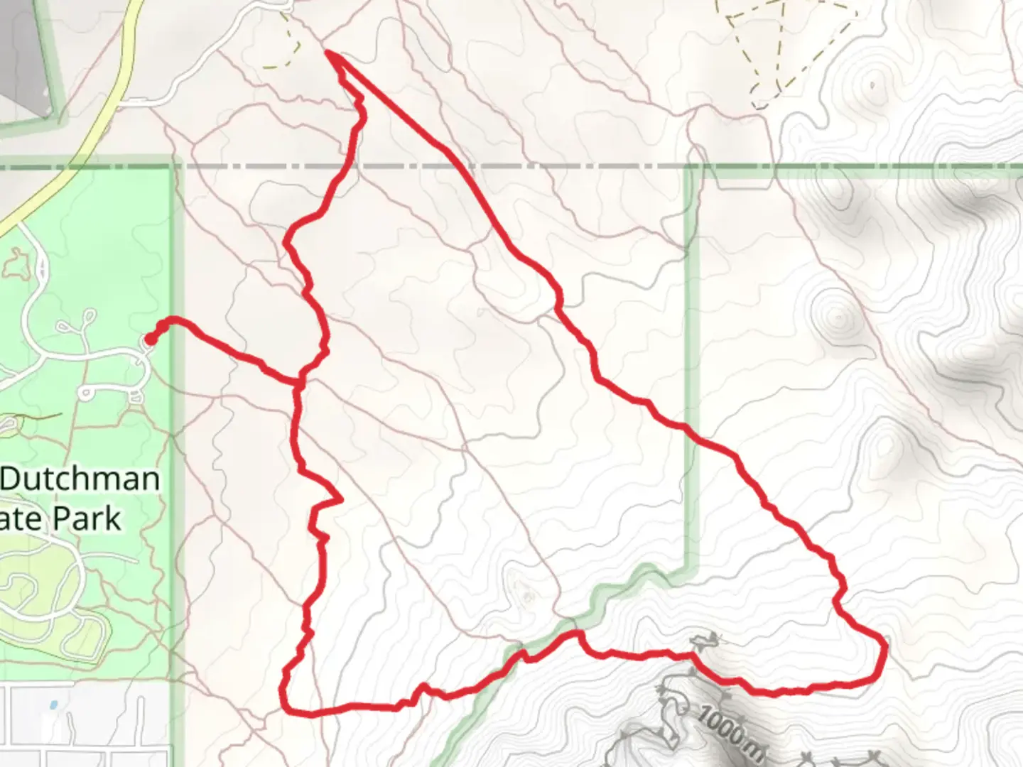 An image depicting the trail Treasure, Prospector's View and Jacob's Crosscut Loop Trail and its surrounding area.