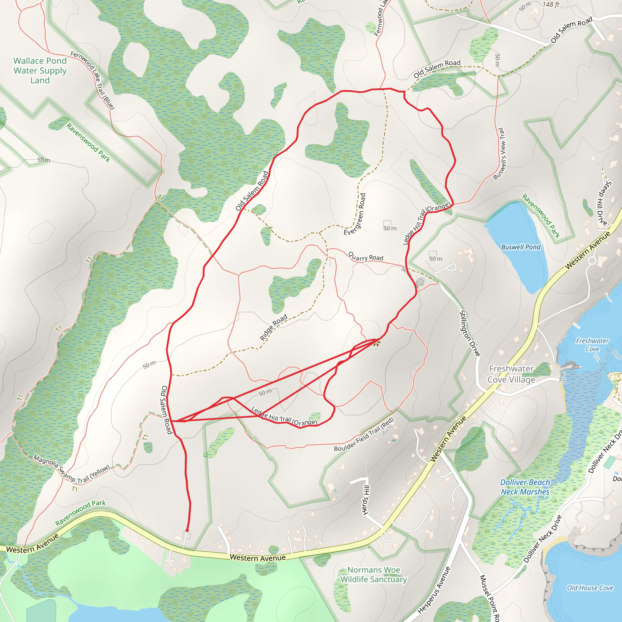 Ravenswood Park Loop Trail mobile static map