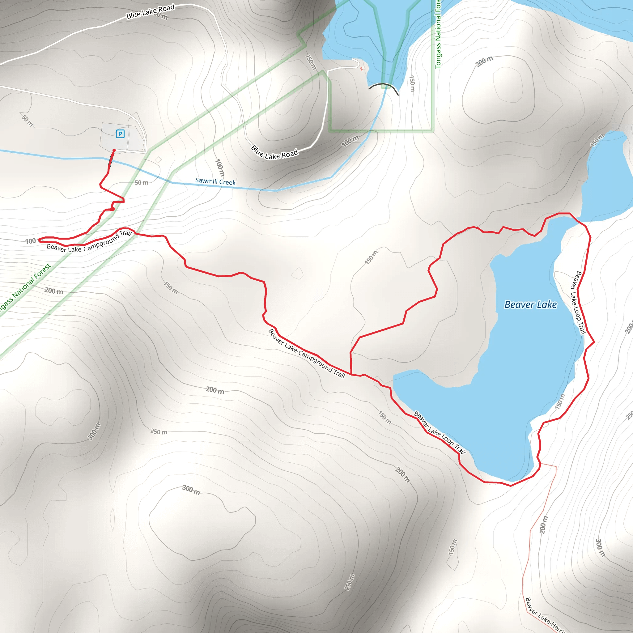 Beaver Lake Loop via Blue Lake Campground mobile static map