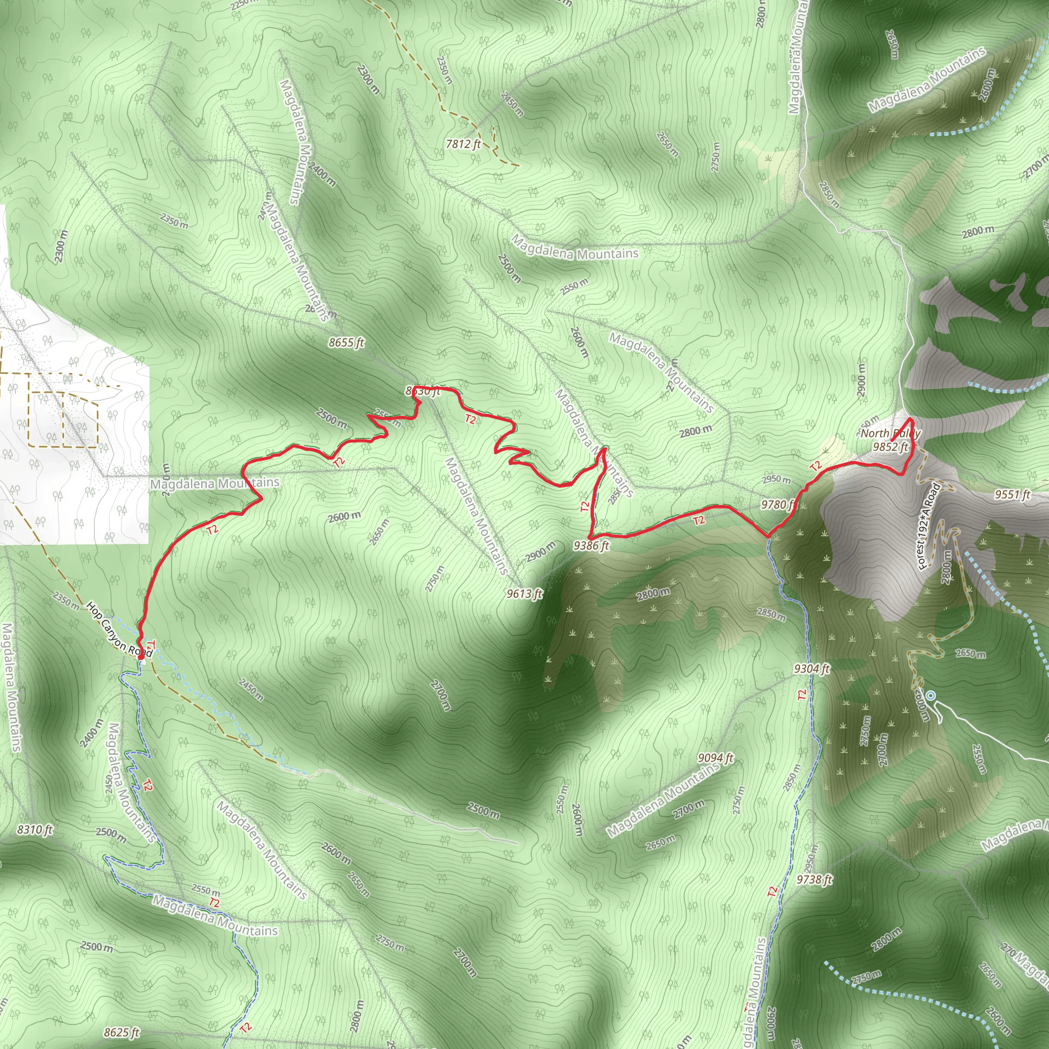 North Baldy via Hop Canyon Trail and North Baldy Trail mobile static map