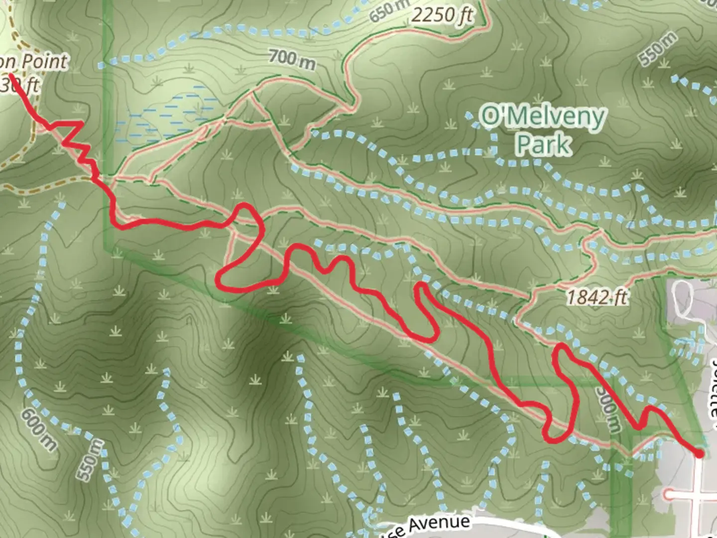 An image depicting the trail Mission Point via Mario A De Campos Trail and its surrounding area.