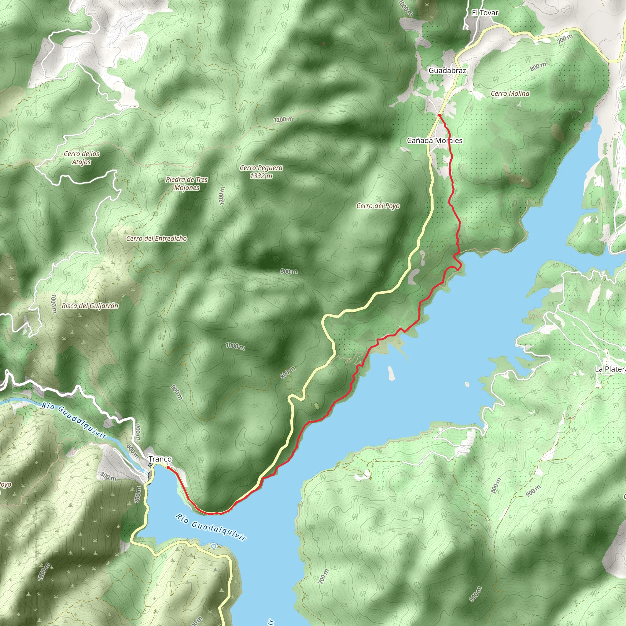 El Tranco to Canada Morales mobile static map