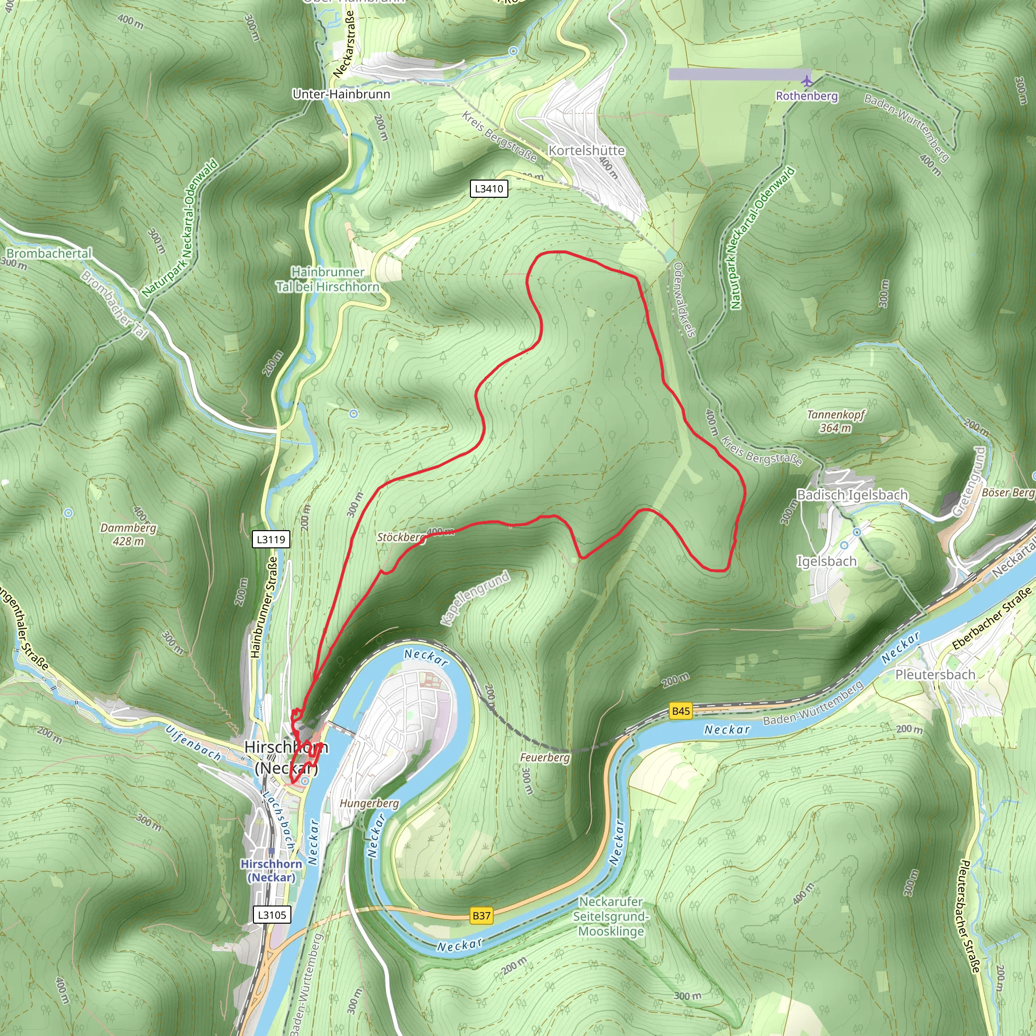 Neckarsteig and Brunnenstute Loop mobile static map