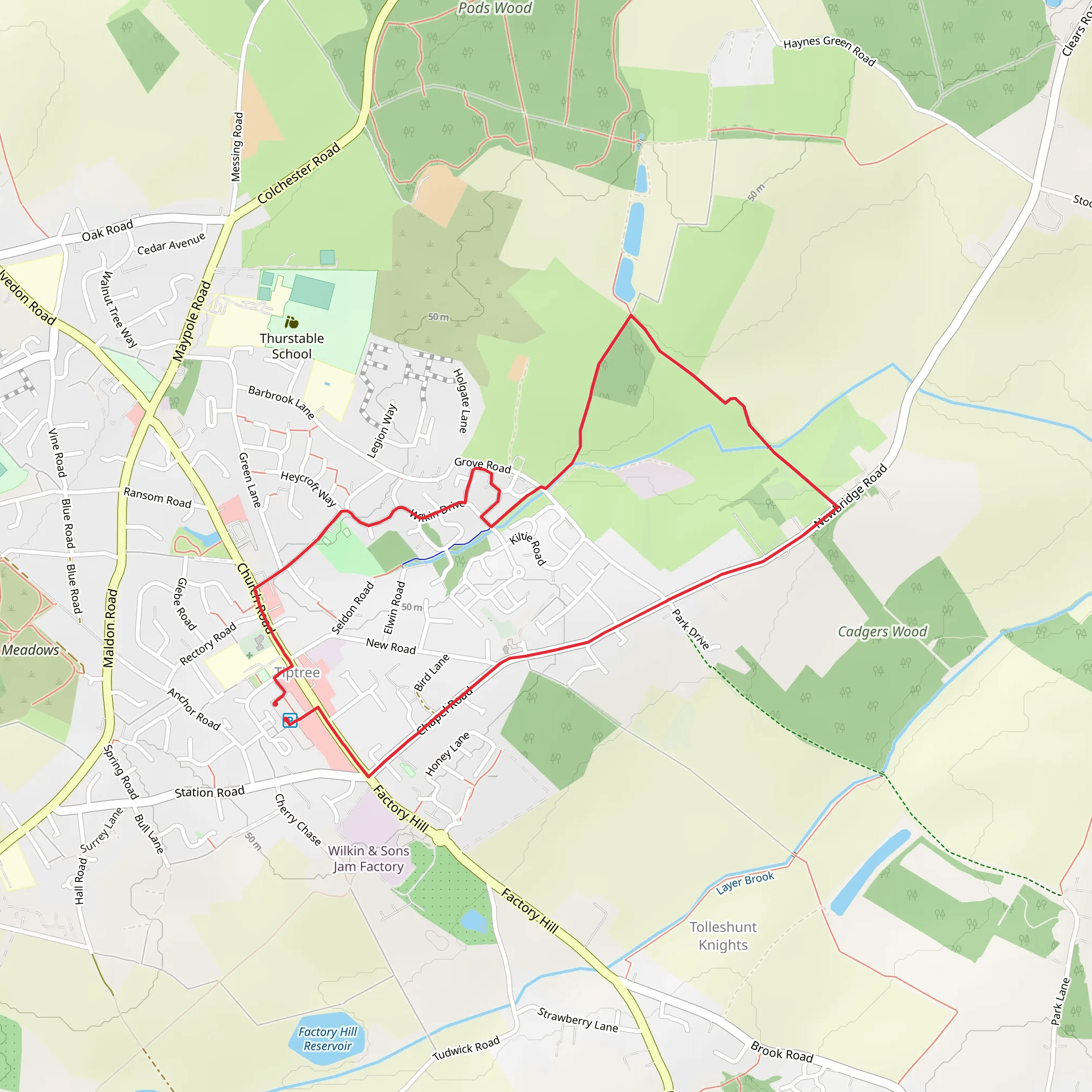 Tiptree Loop mobile static map