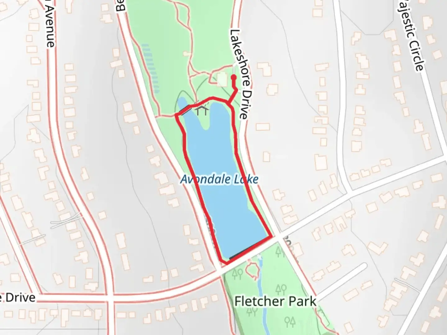 An image depicting the trail Avondale Lake Loop and its surrounding area.