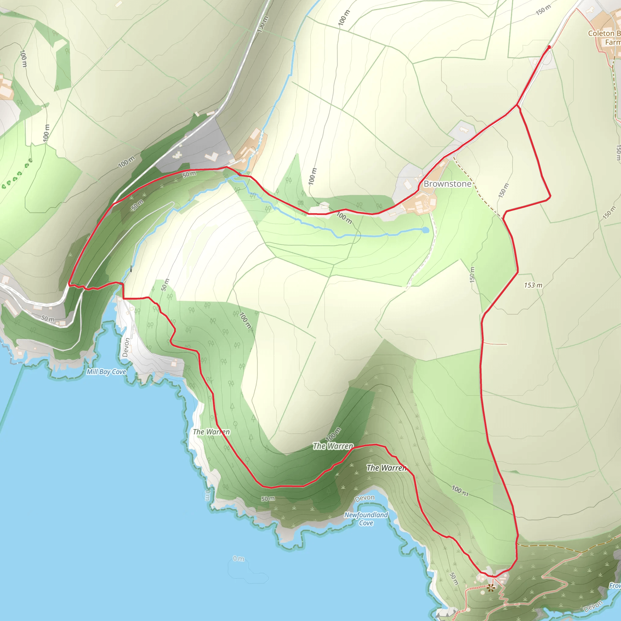 Higher Brownstone to Froward Point mobile static map