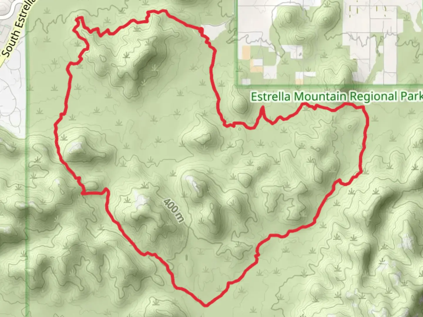 An image depicting the trail Rainbow Valley Trail and Butterfield Trail and its surrounding area.