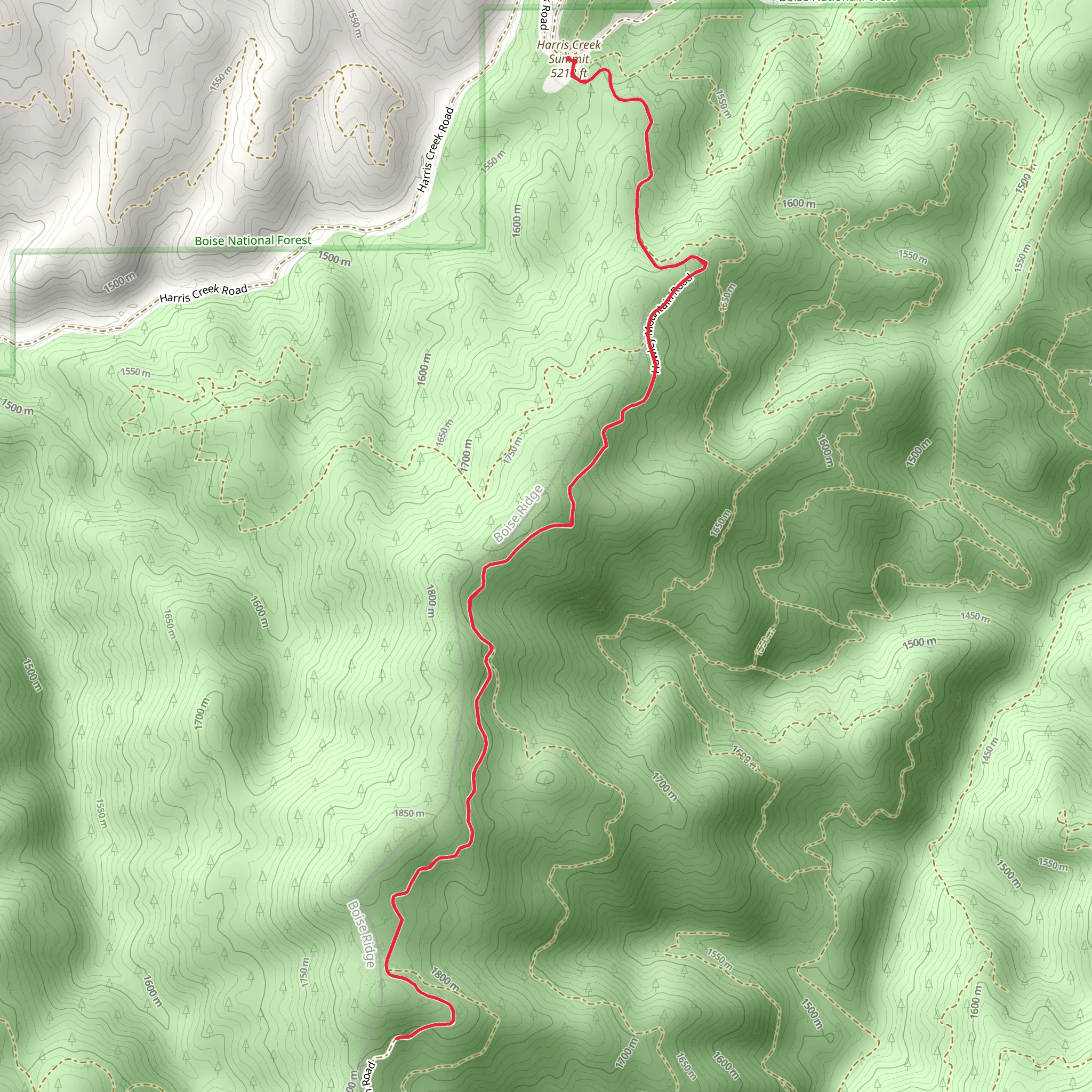 Harris Creek Summit and Harris Creek Road mobile static map