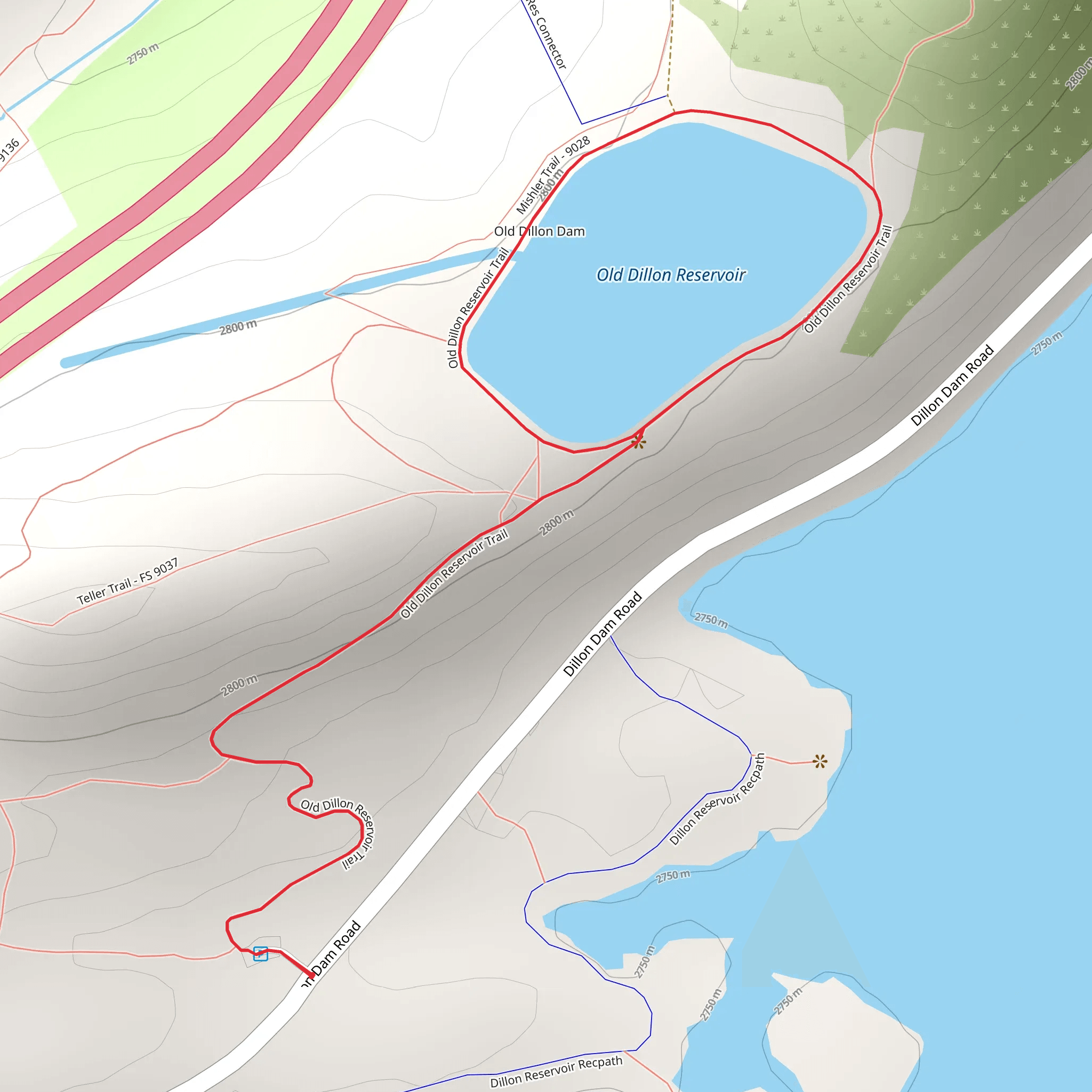 Old Dillon Reservoir Trail mobile static map