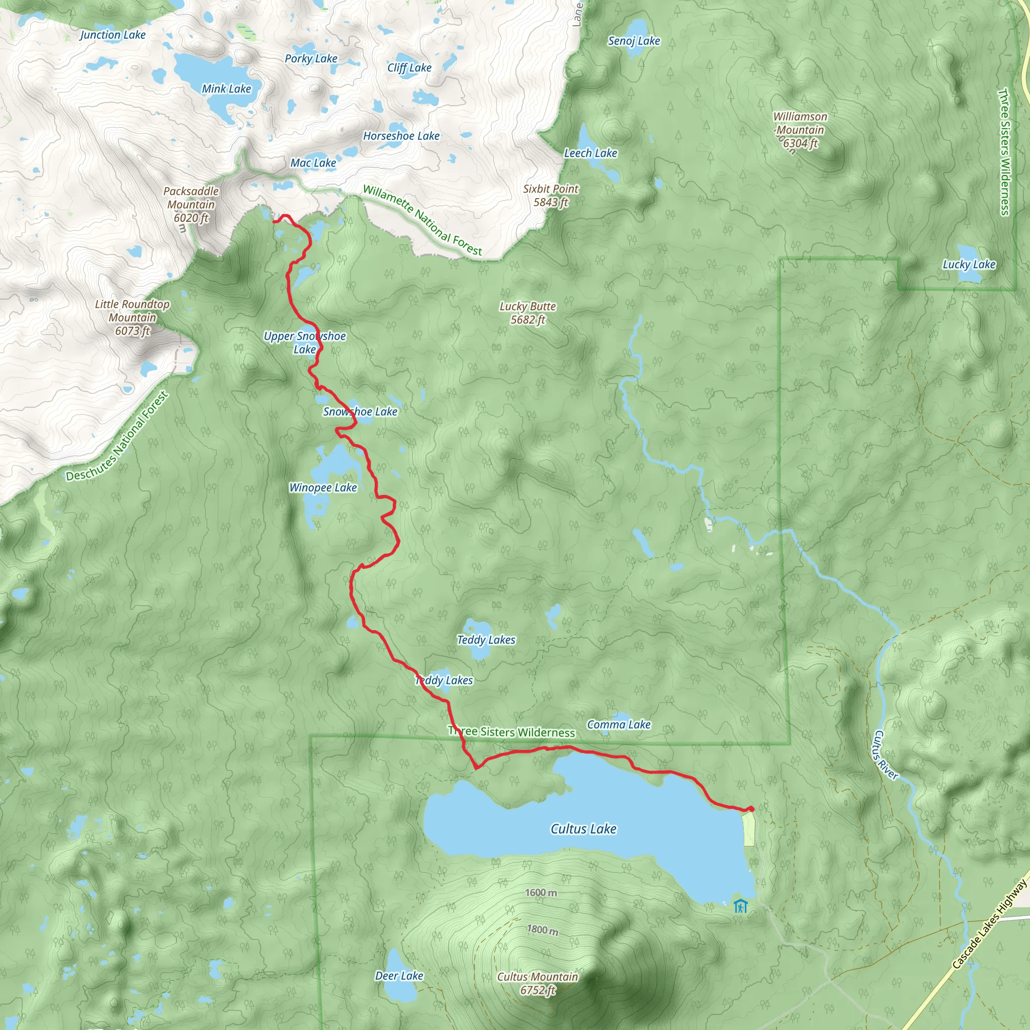 Snowshoe Lake via Winopee Lake Trail mobile static map