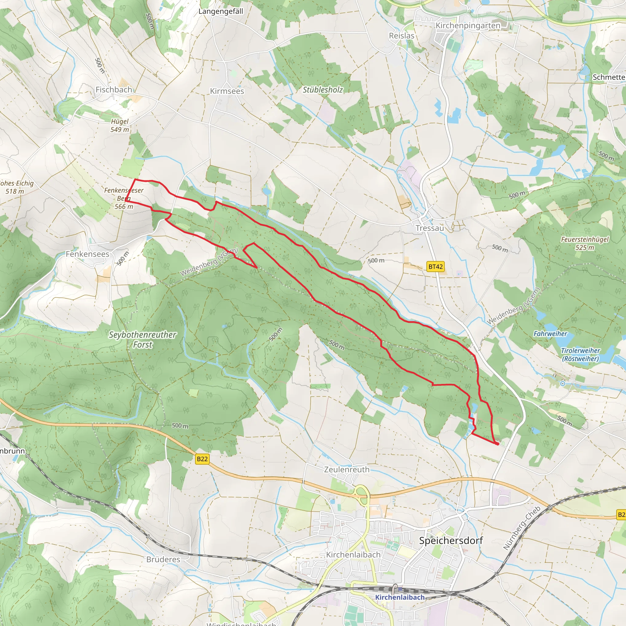 Speichersdorf Rundwanderweg Loop mobile static map