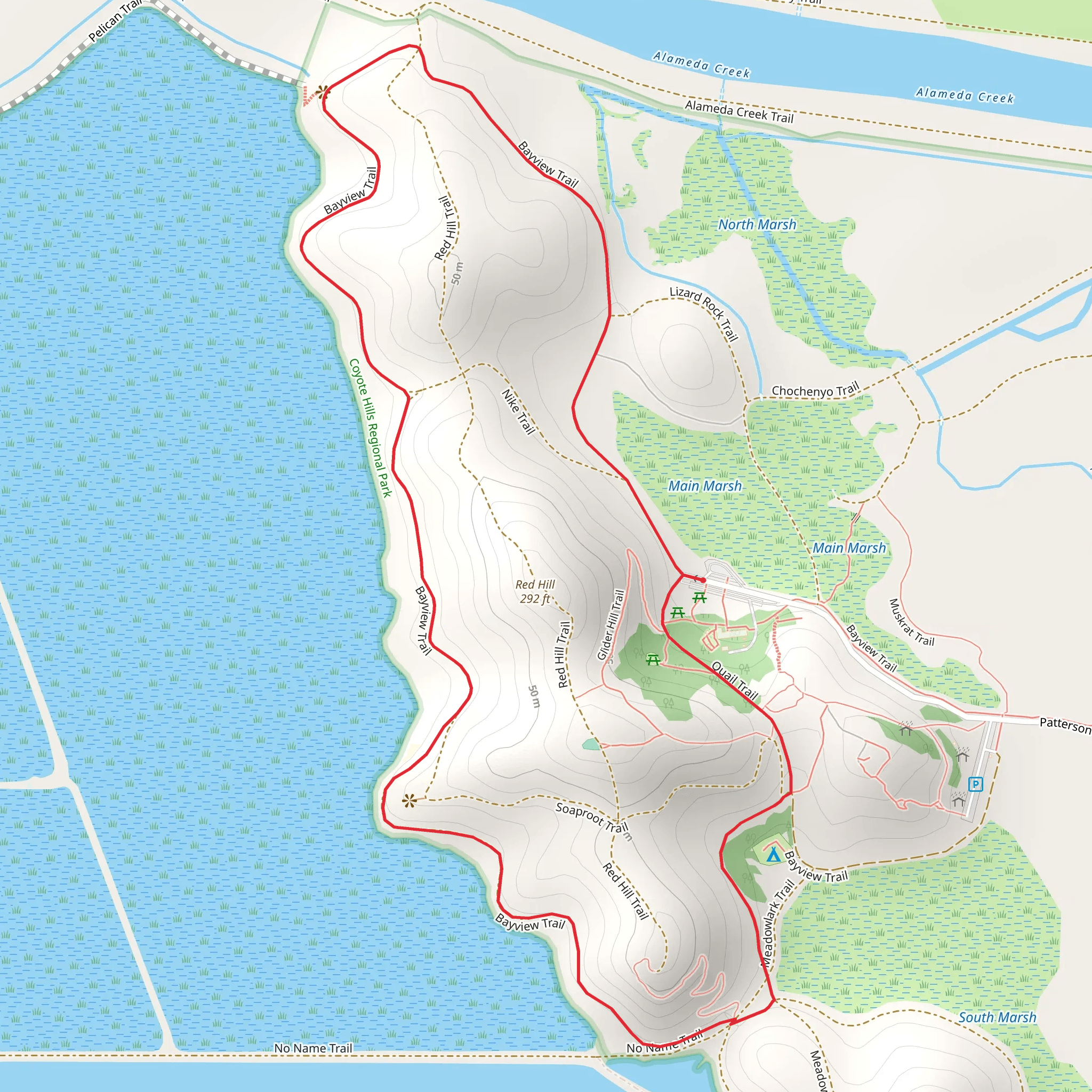 Quail and Bayview Loop Trail mobile static map