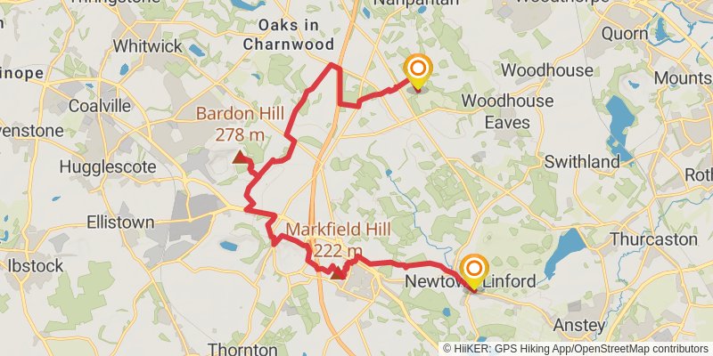 Charnwood Peaks Walk stage 2 Map