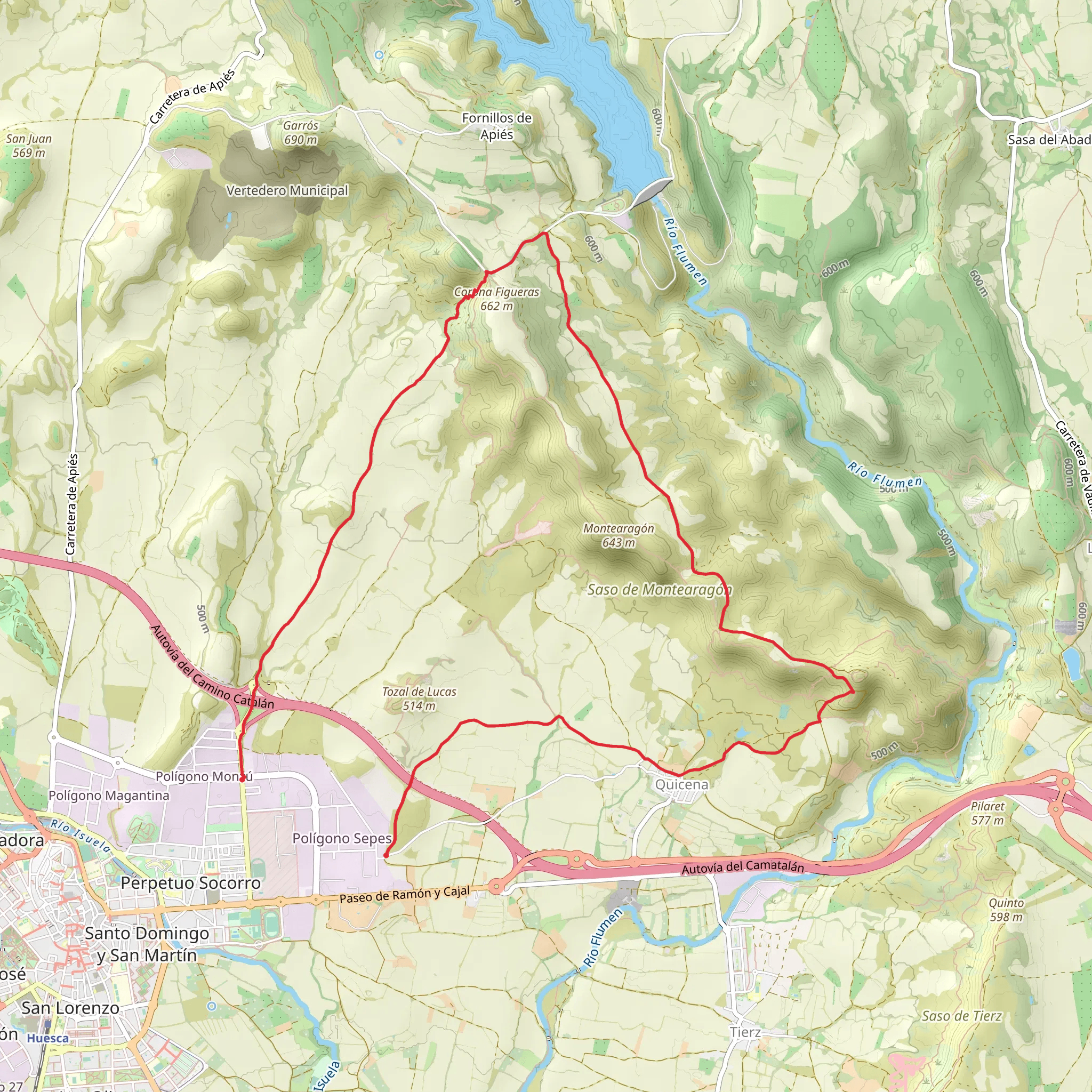 Huesca - Monteragón Castle PR HU 145 mobile static map