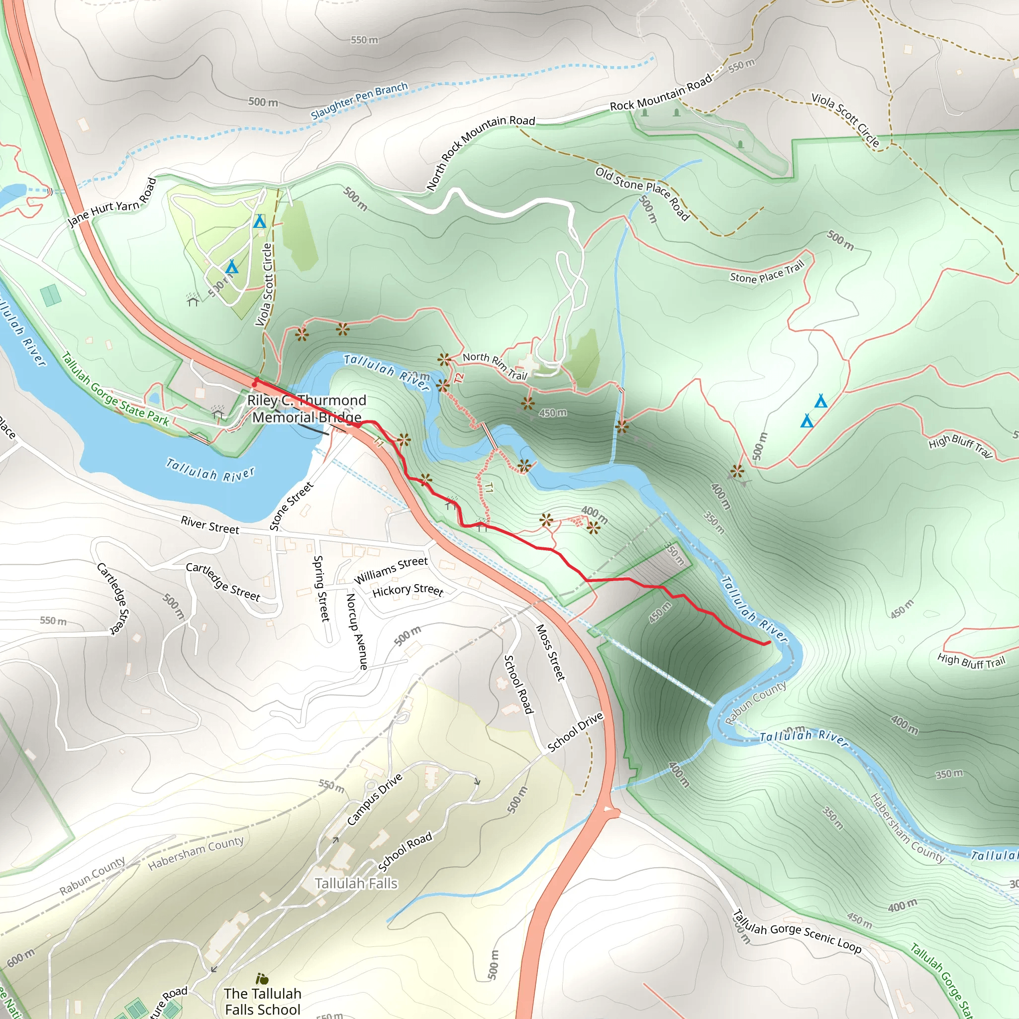 Tallulah River via South Rim Trail mobile static map