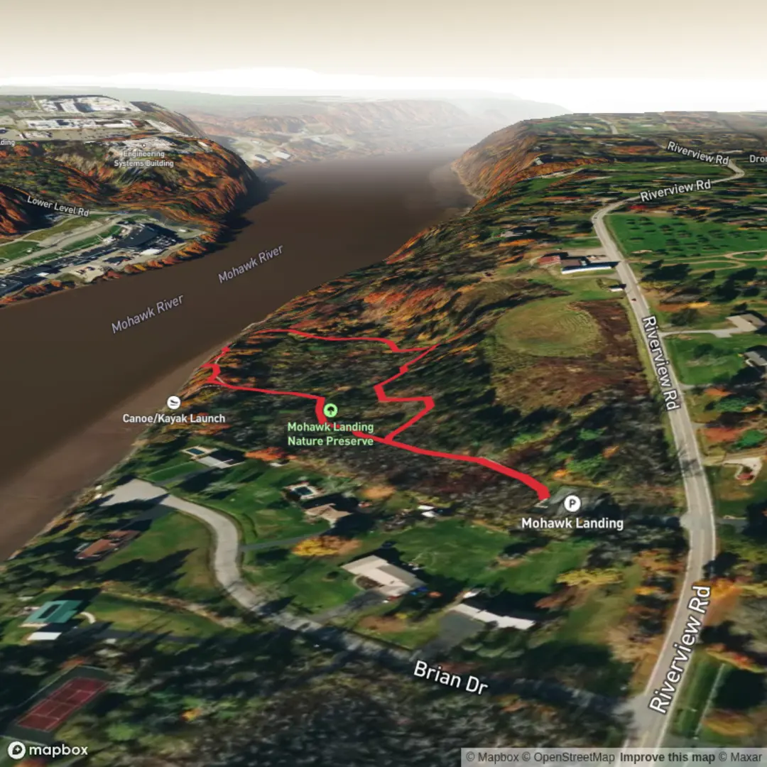 An image depicting the trail Mohawk River and Mohawk Landing Loop and its surrounding area.