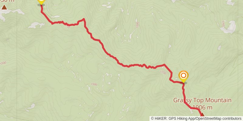 Hall Mountain - Grassy Top Trail stage 2 Map