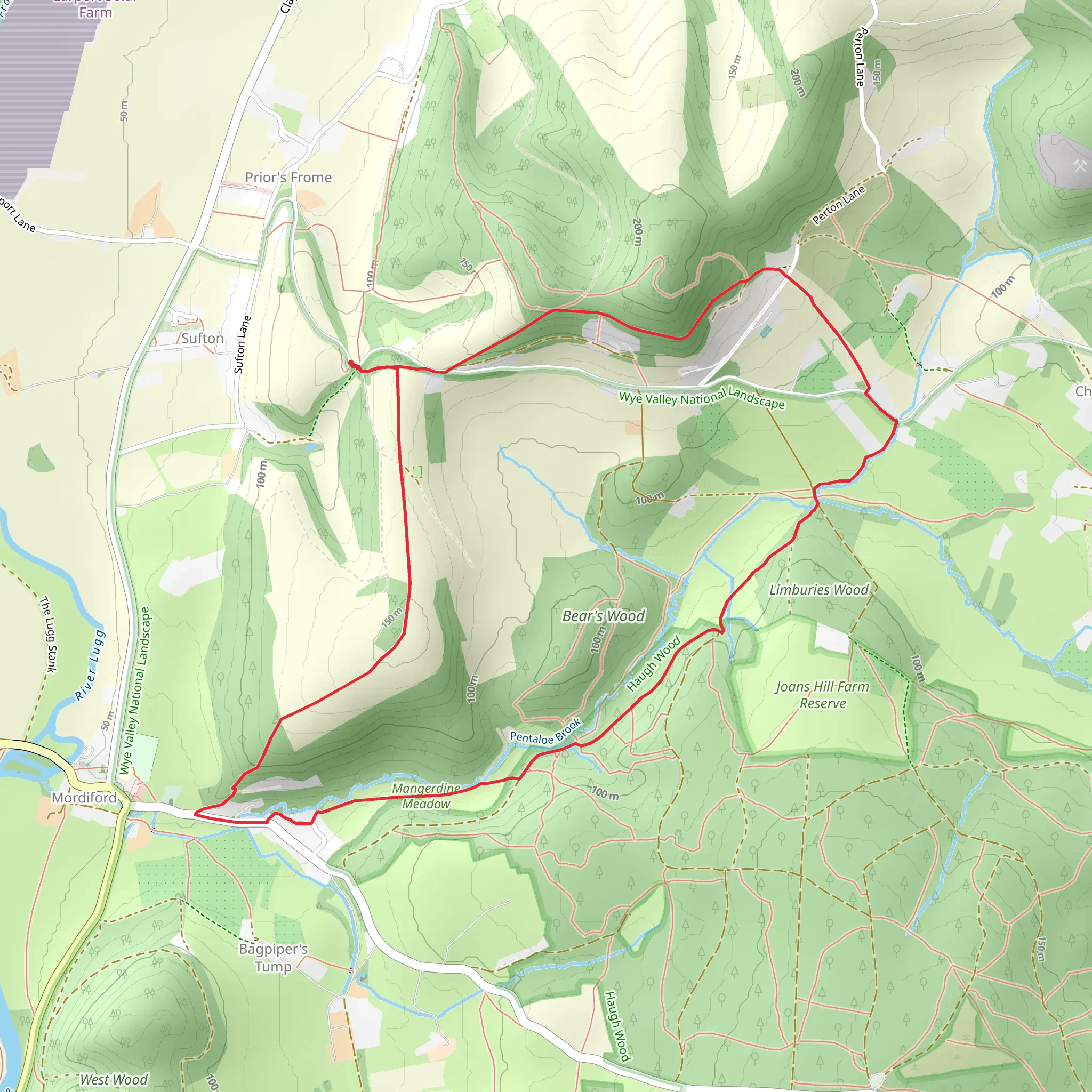 Bear's Wood Loop - Mordiford mobile static map