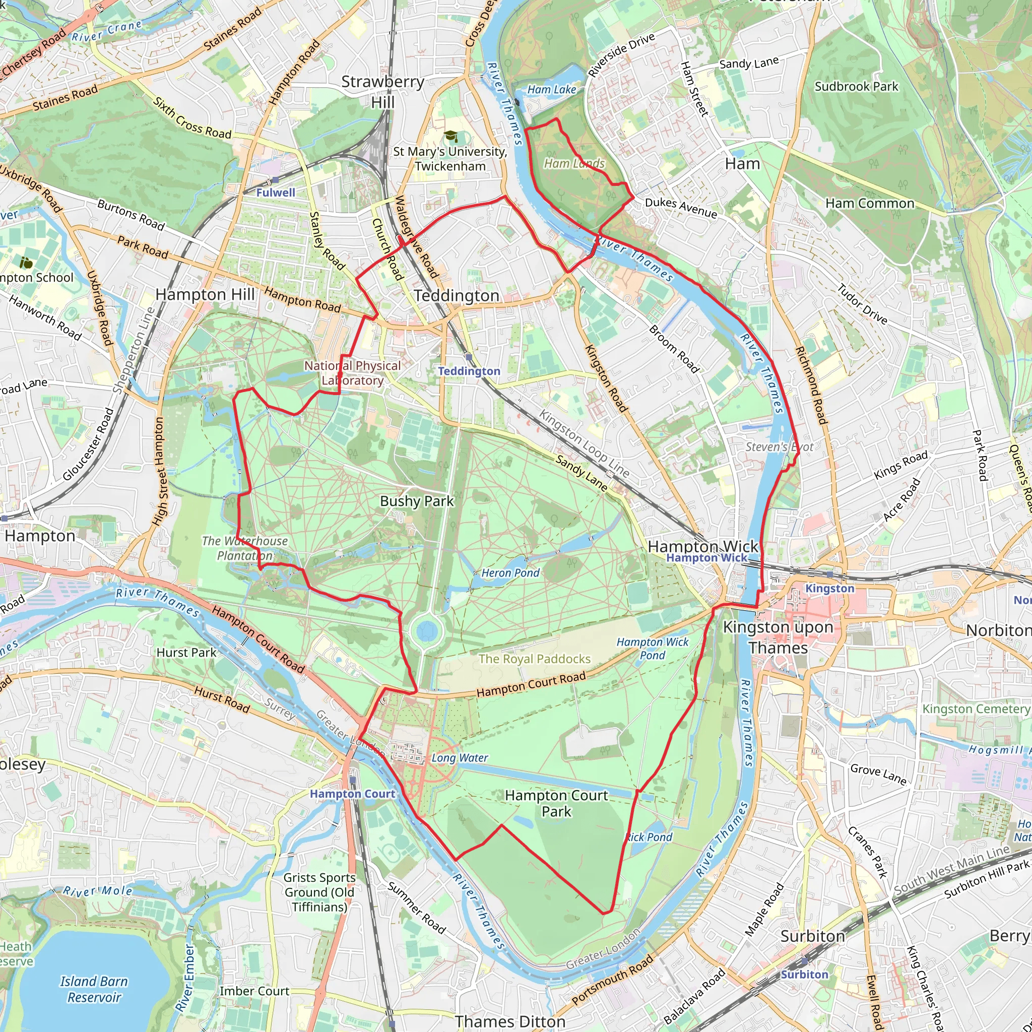 Willow Plantation, River Thames and Ham Lands Nature Reserve Loop mobile static map