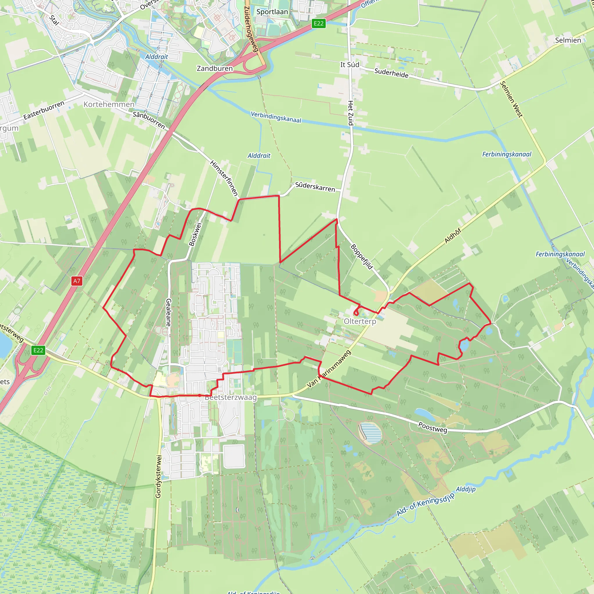 Moldobbe, Kortehemsterveld and Beetsterzwaag Loop mobile static map