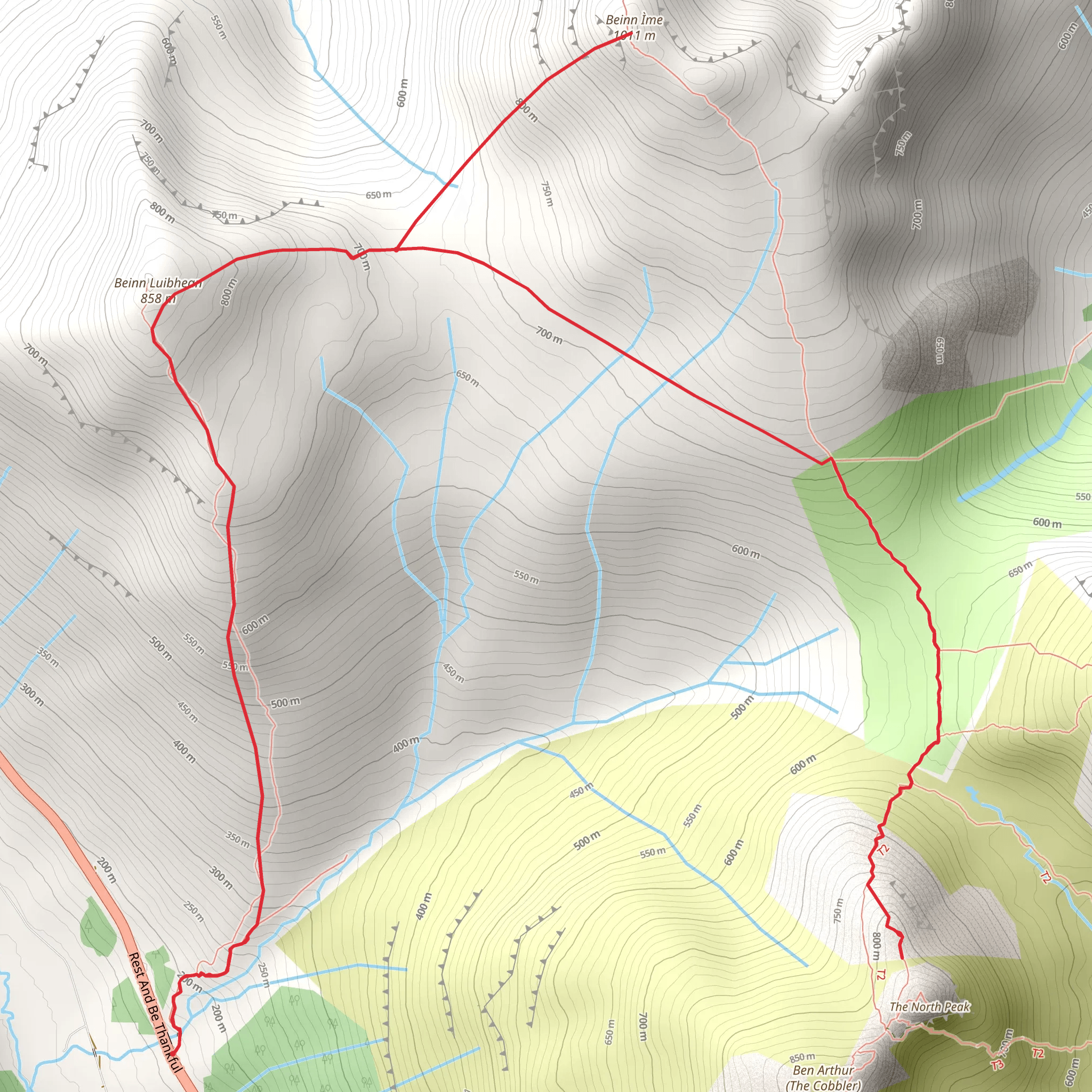 A Ridge Walk via Beinn Luibhean mobile static map