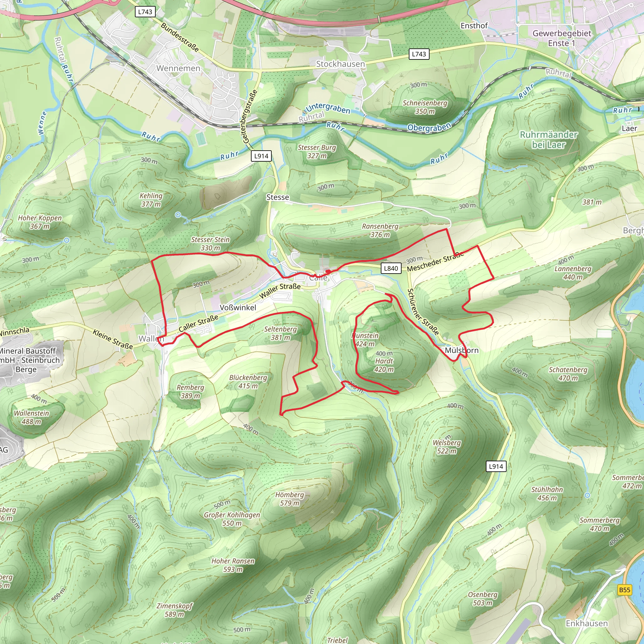 Kapellen Rundweg Calle mobile static map