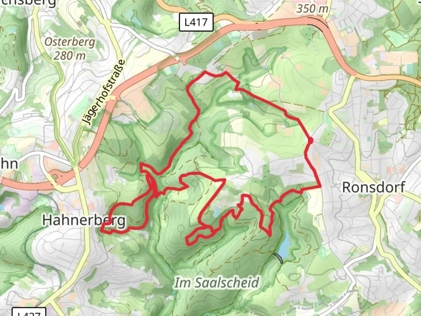An image depicting the trail Rundweg A3 Gelpetal and its surrounding area.