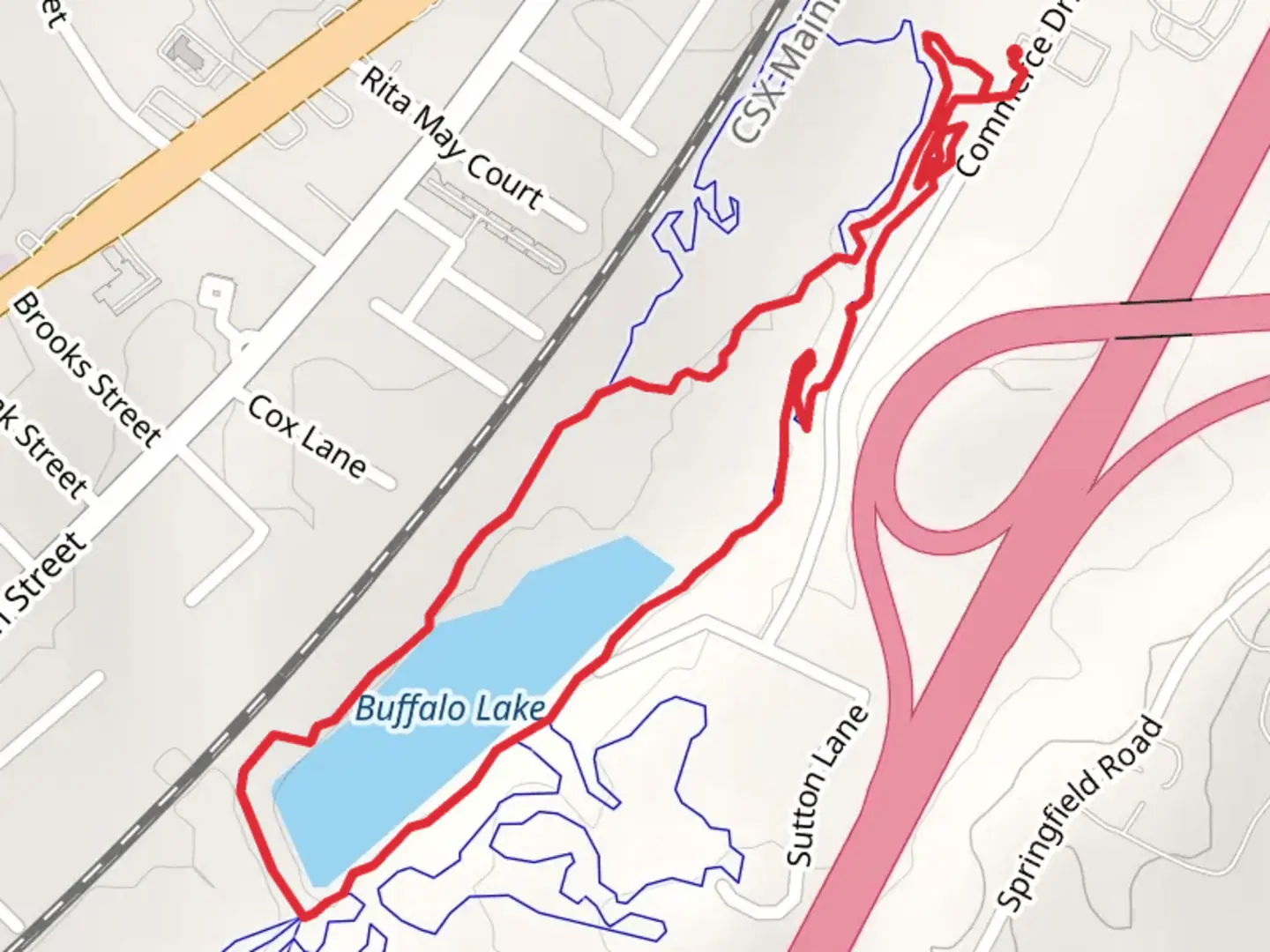 An image depicting the trail Buffalo Lake Loop and its surrounding area.