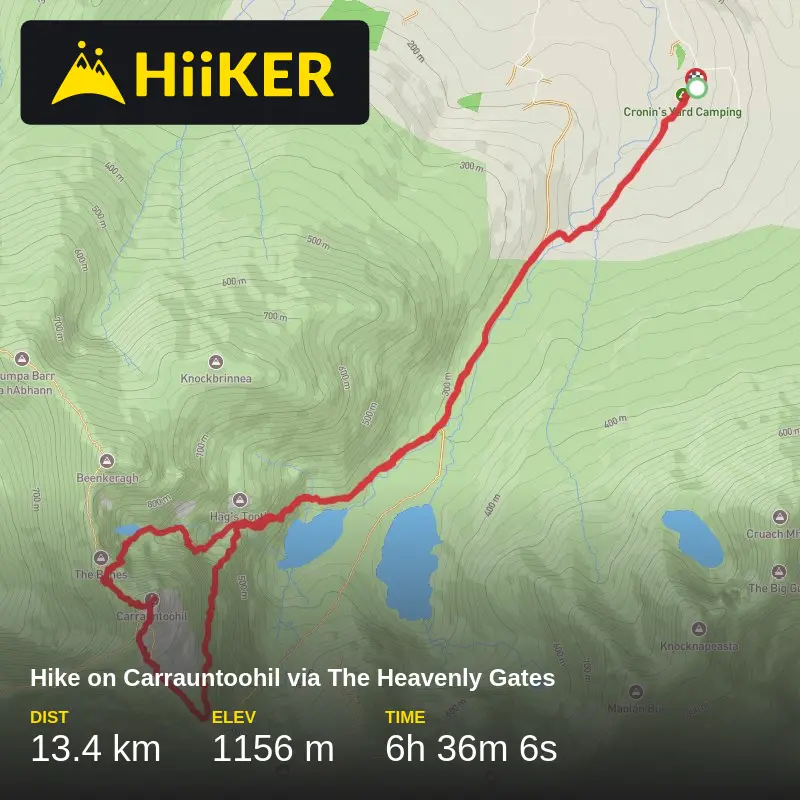 A map preview of the recording Hike on Carrauntoohil via The Heavenly Gates.