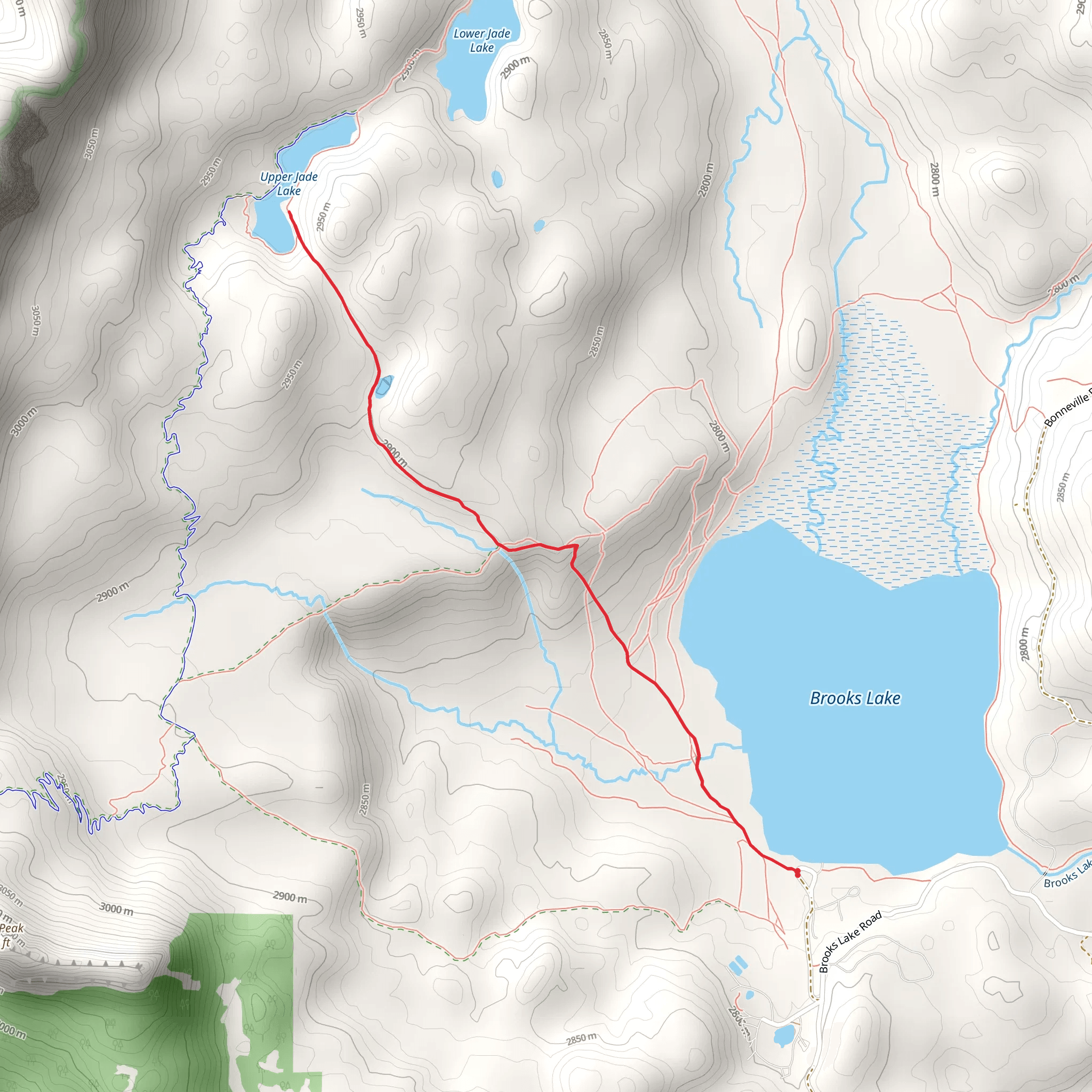 Upper Jade Lake and Brooks Lake Trail mobile static map