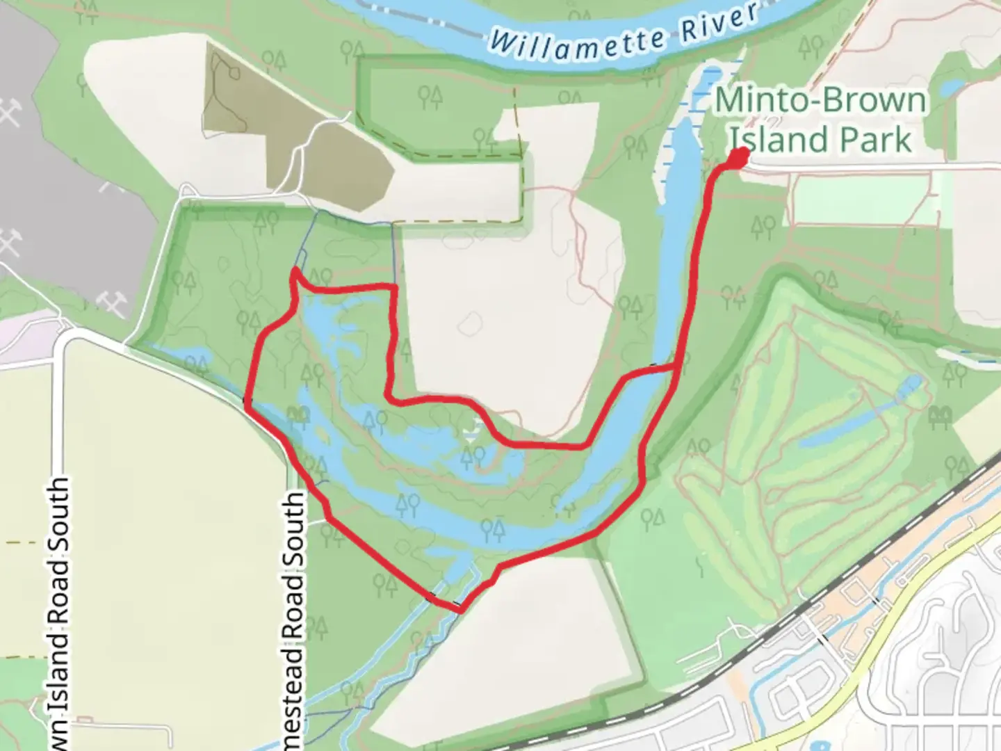 An image depicting the trail Willamette Slough Loop and its surrounding area.