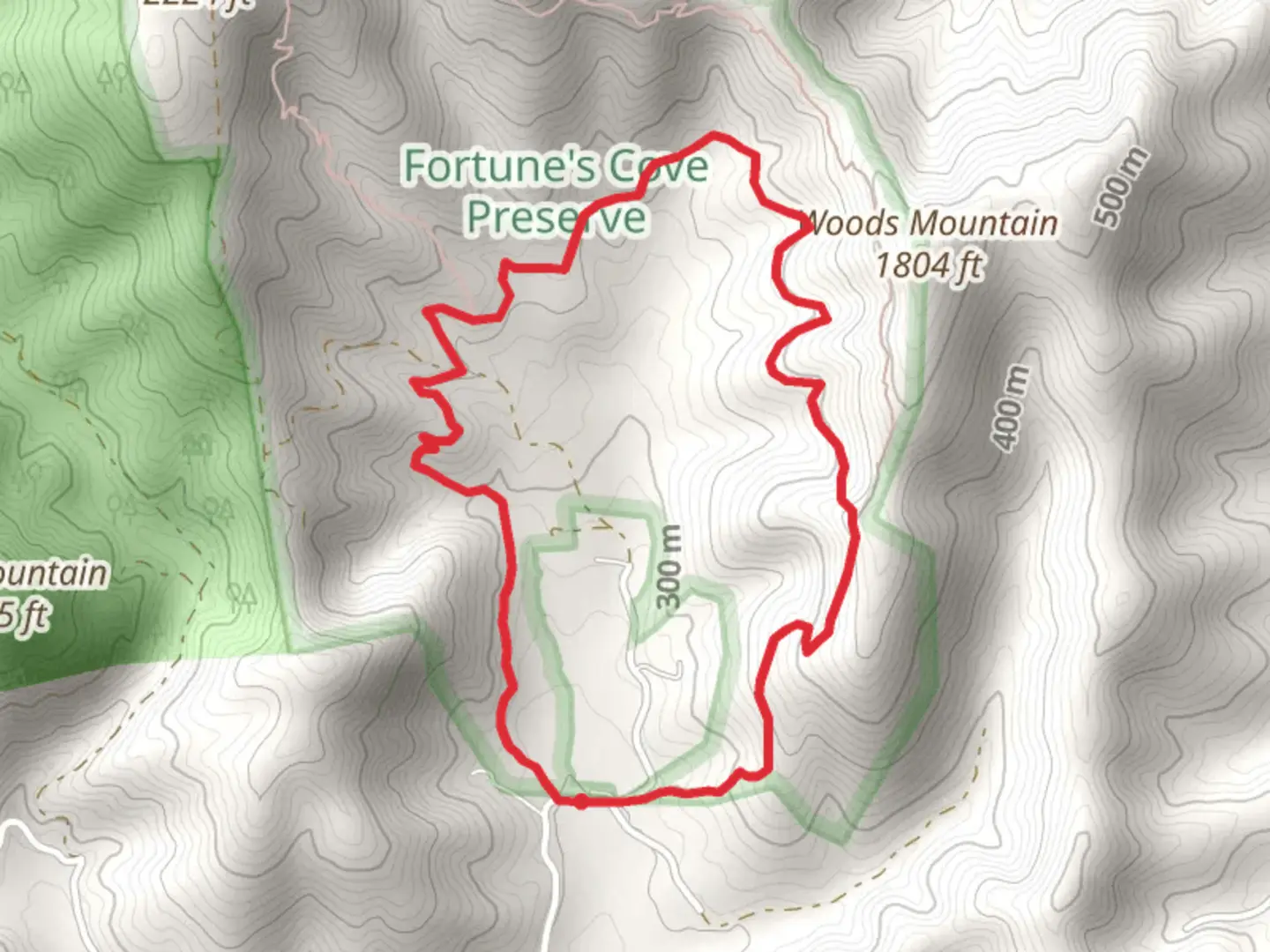 An image depicting the trail Fortune's Cove Yellow Loop Trail and its surrounding area.
