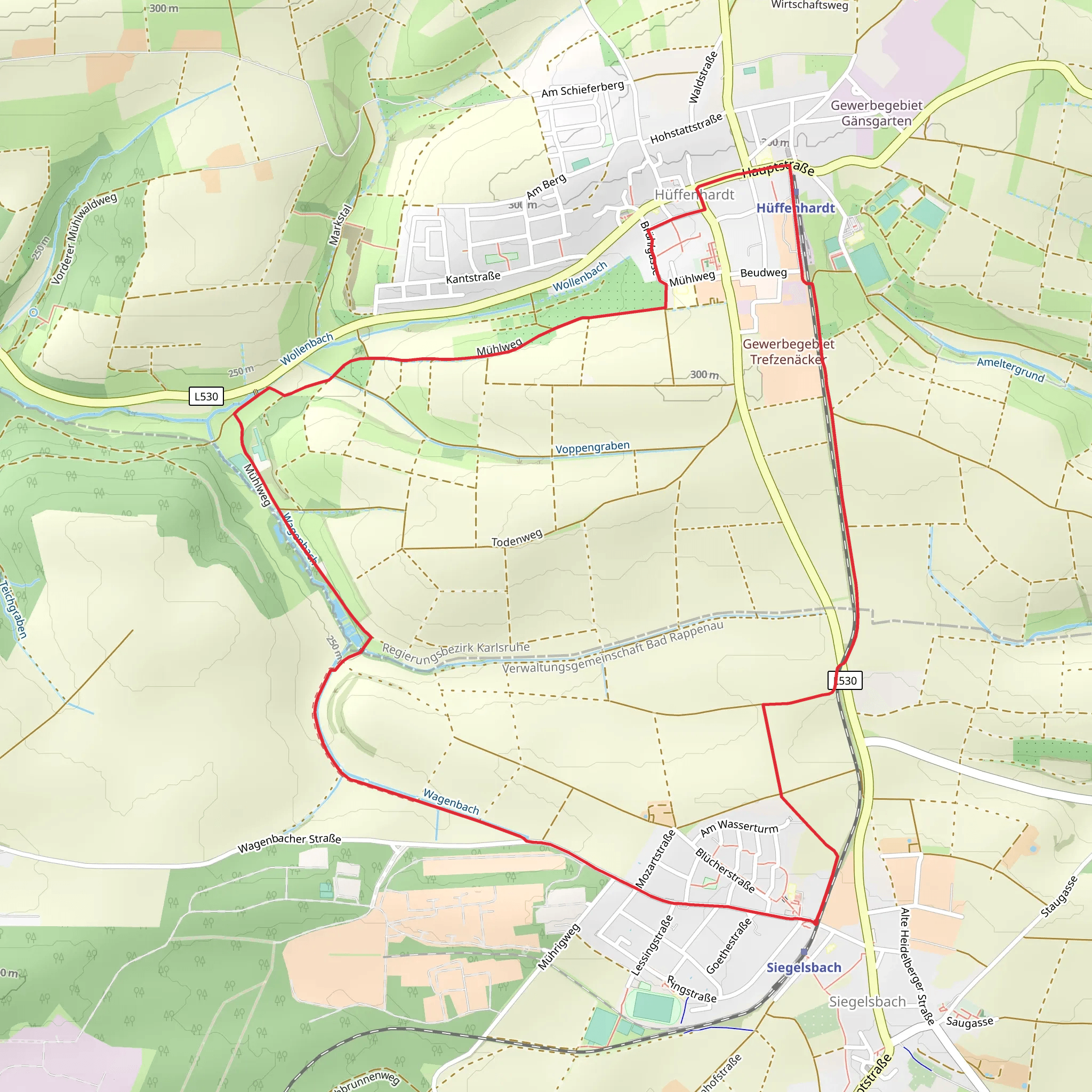 Hueffenhardt Fischteiche Rundweg mobile static map