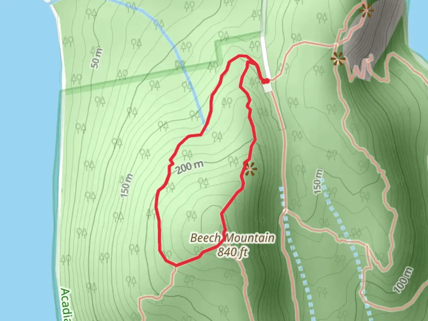 An image depicting the trail Beech Mountain Loop and its surrounding area.