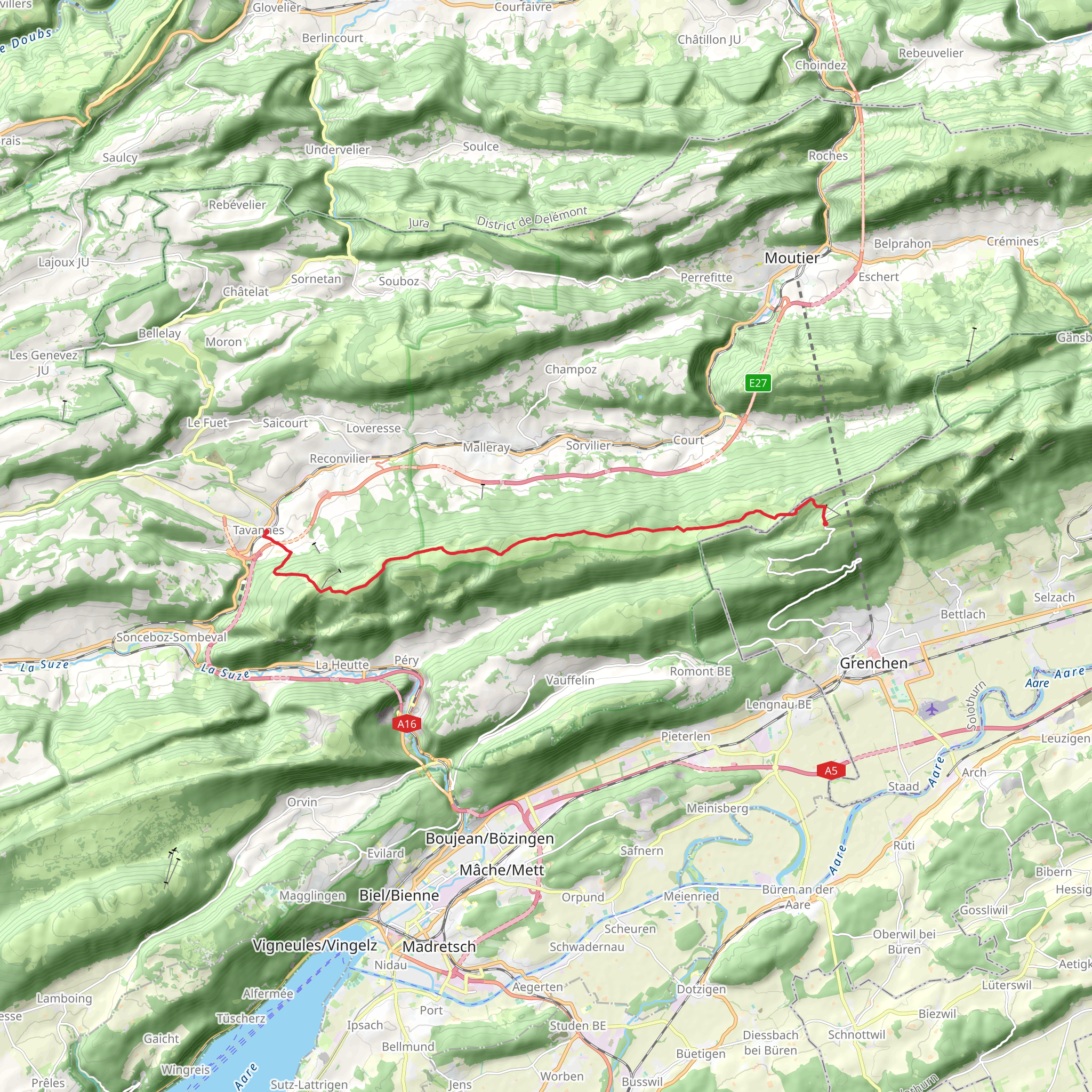 Untergrenchenberg - Tavannes Trail mobile static map