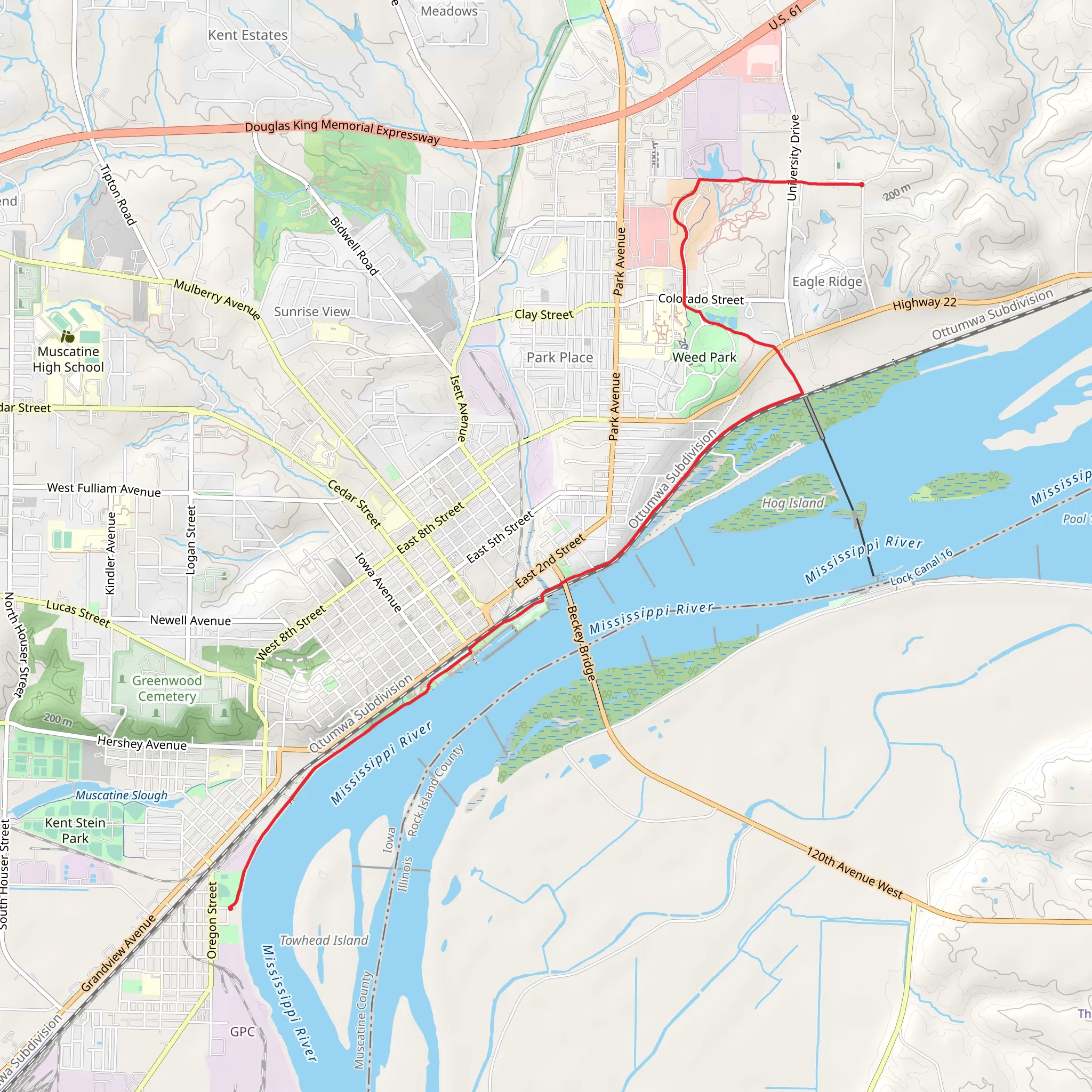 Running River Trail System - Riverside Park mobile static map